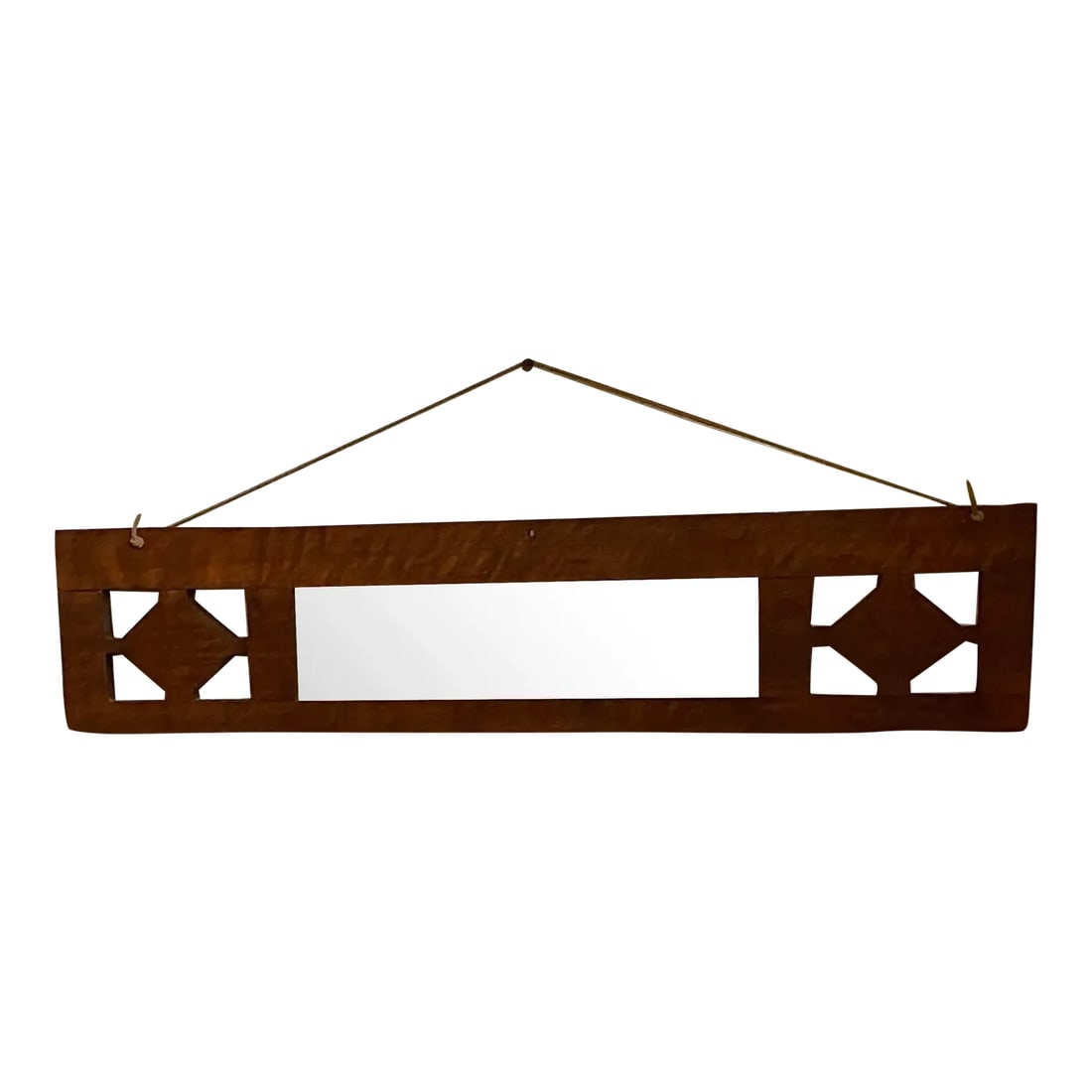 Small 19th Century Tiger Oak Beveled Entry Way Mirror: Extraordinary, one of a kind, entry way mirror! Imagine the faces and moments it has witnessed.! We have treasured this small mirror in our home for many years. I added a new piece of leather thong