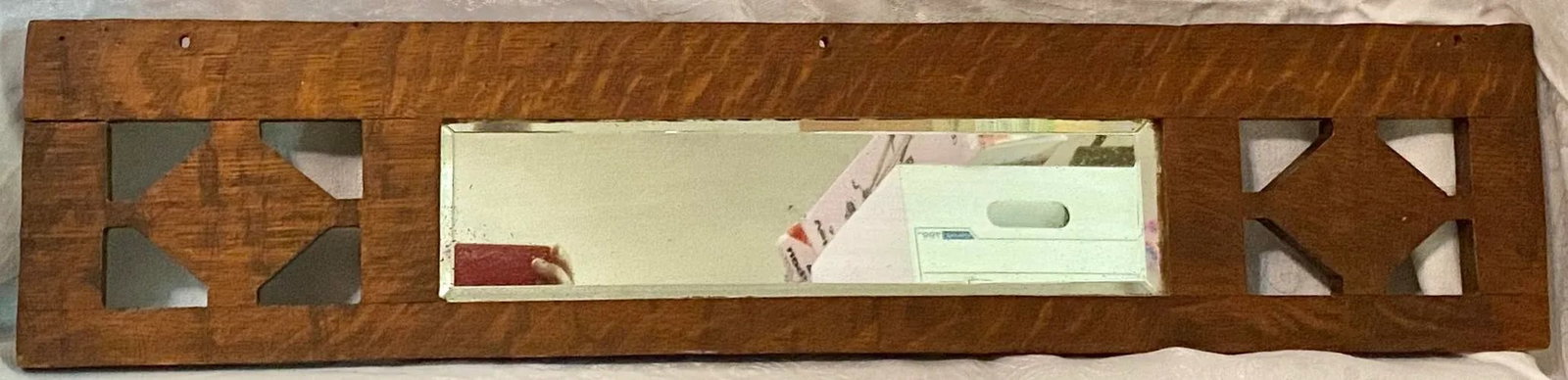 Small 19th Century Tiger Oak Beveled Entry Way Mirror - 2