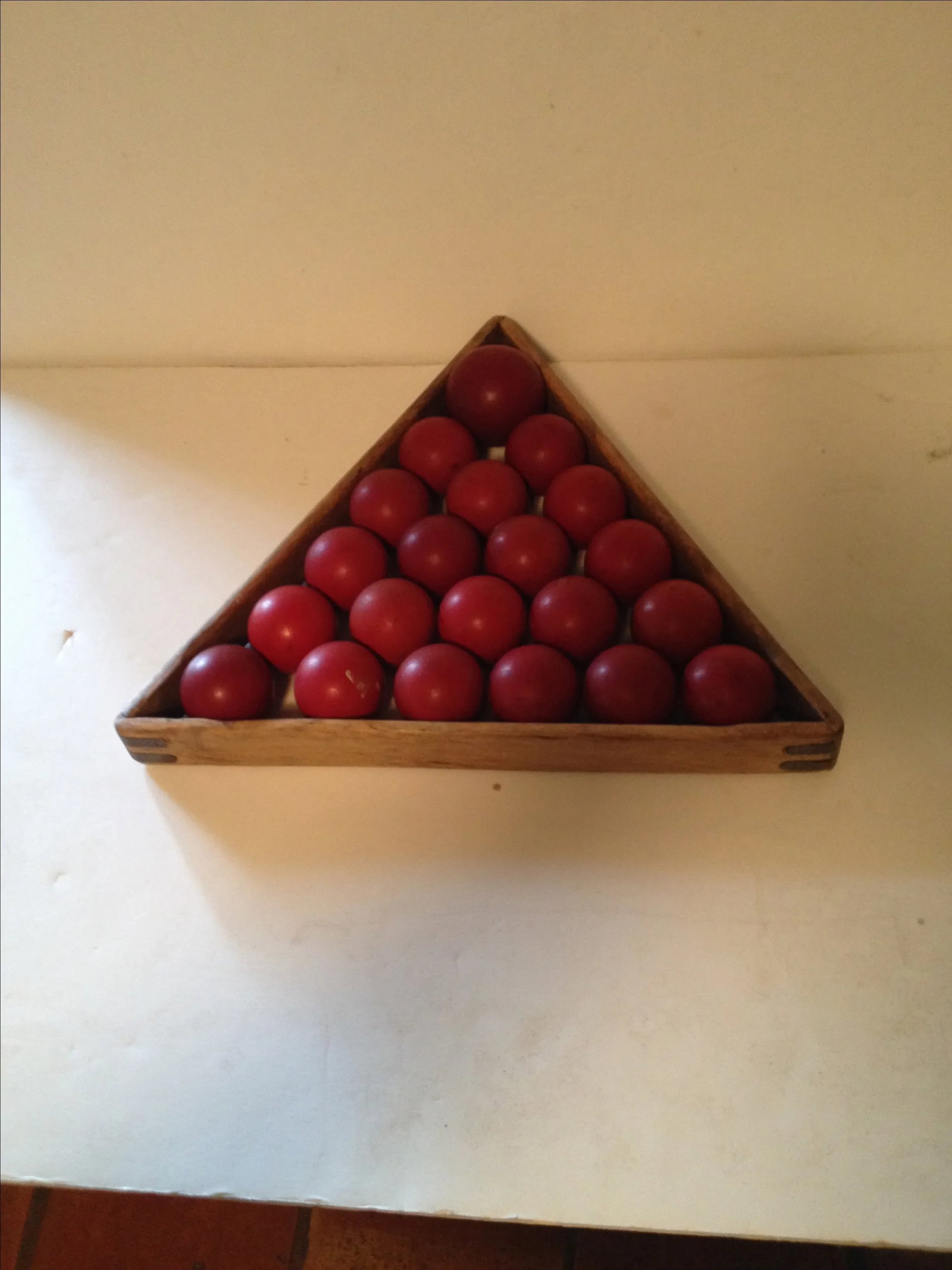 Vintage Pool Rack with Red Snooker Balls - 3