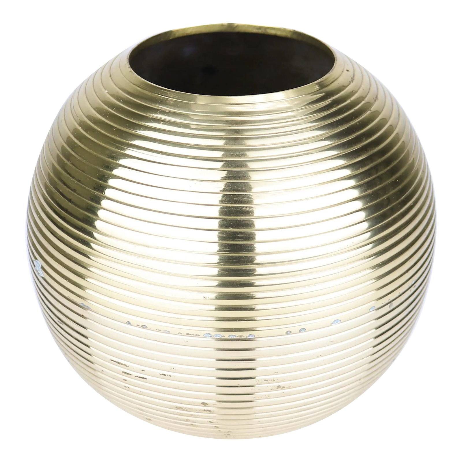 Vintage Solid Brass Beehive Spherical Plant Pot: Vintage Solid Brass Beehive Spherical Planter This wonderful vase is made from solid lacquered brass and has a shiny gold finish. It has a very unique beehive spherical shape. Great condition with