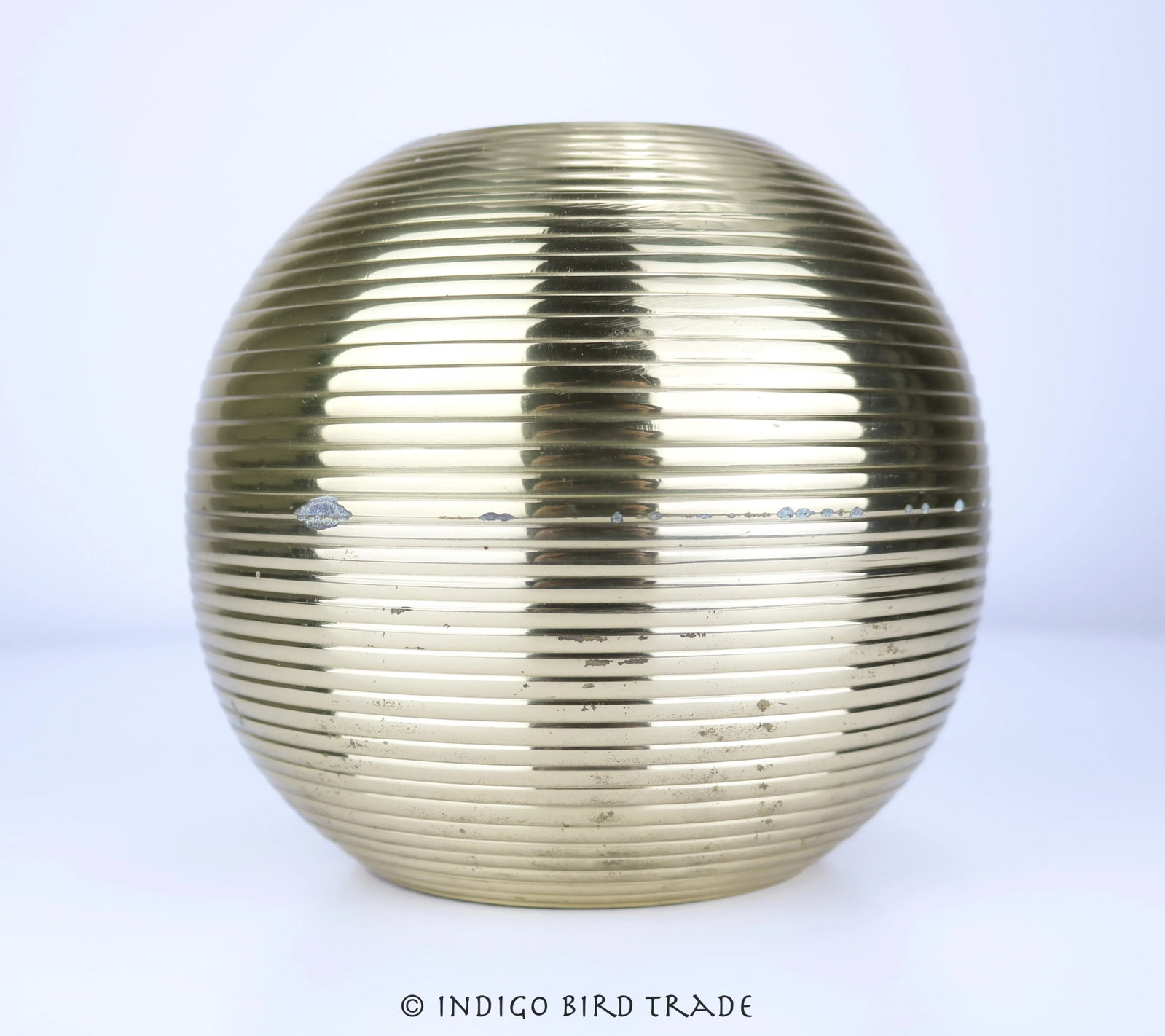 Vintage Solid Brass Beehive Spherical Plant Pot - 2