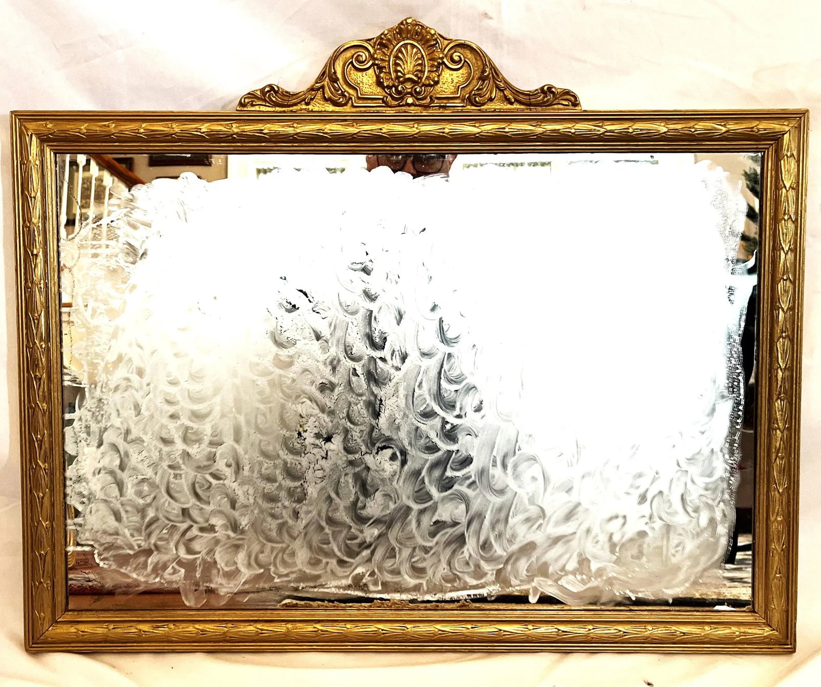 Mid-1800s Ornately Carved Giltwood Empire Mirror - 2