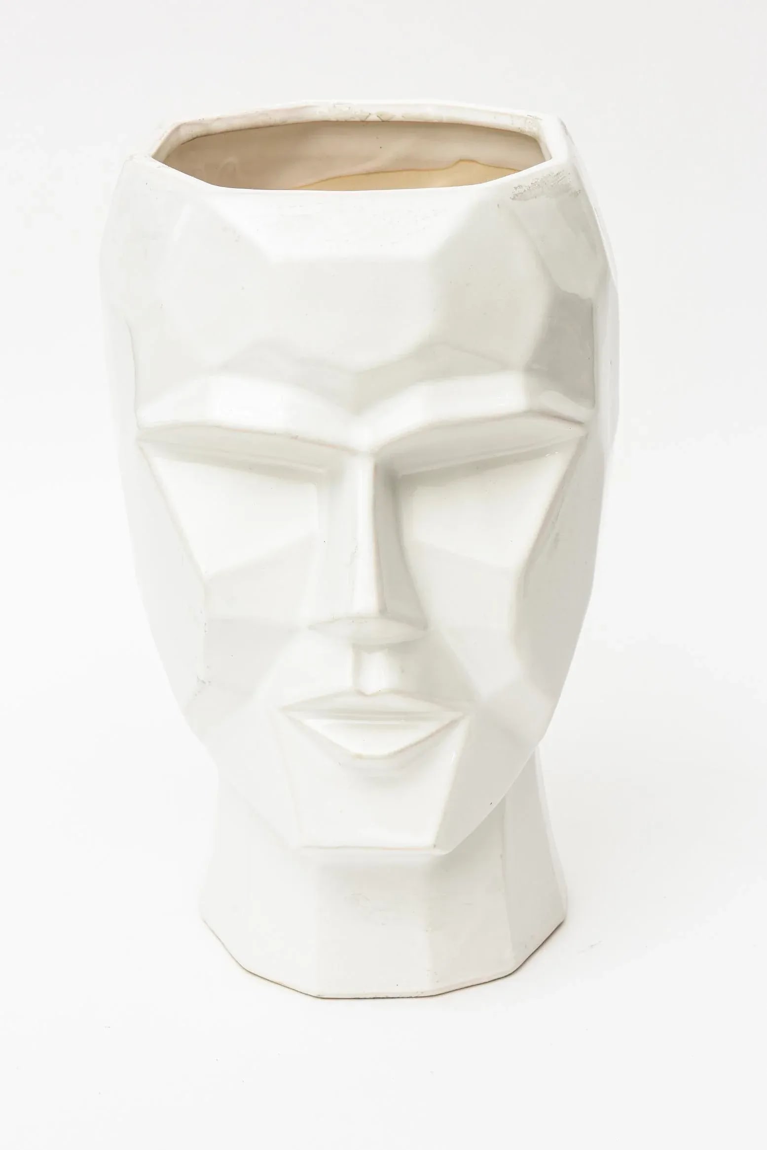 White Ceramic Cubist Planter - 11