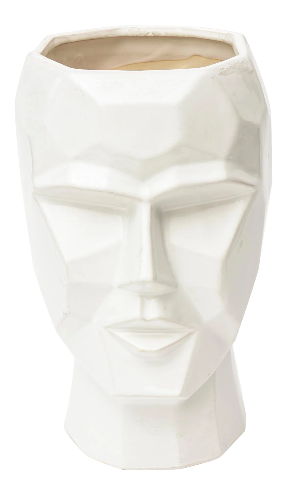 White Ceramic Cubist Planter: This very Jaru style white ceramic cubist planter would look great with a gorgeous orchid, flowers or a plant. It is contemporary. The angular features give surface dimension. This would be great for 
