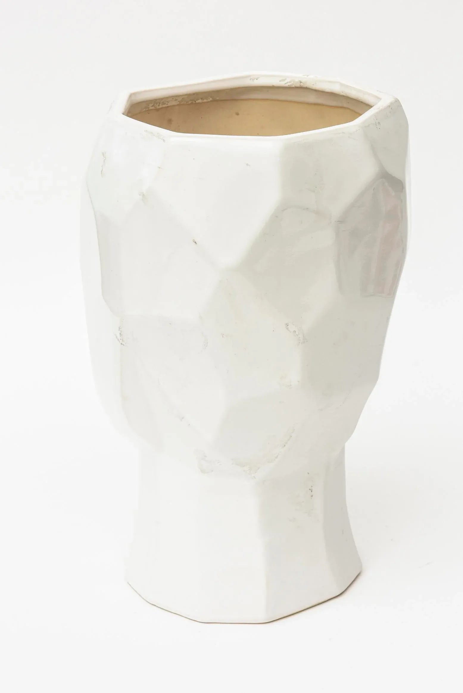 White Ceramic Cubist Planter - 6