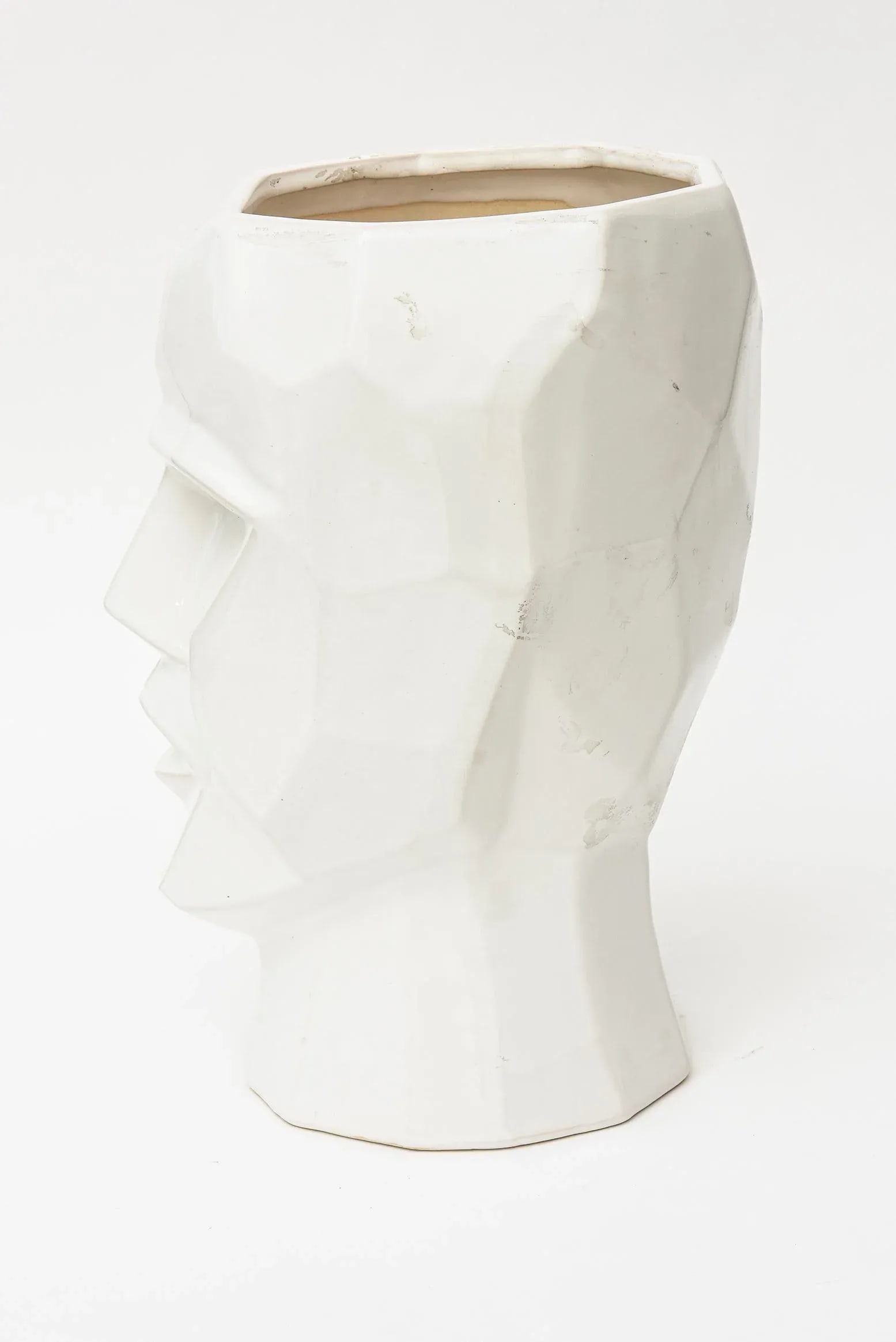 White Ceramic Cubist Planter - 8