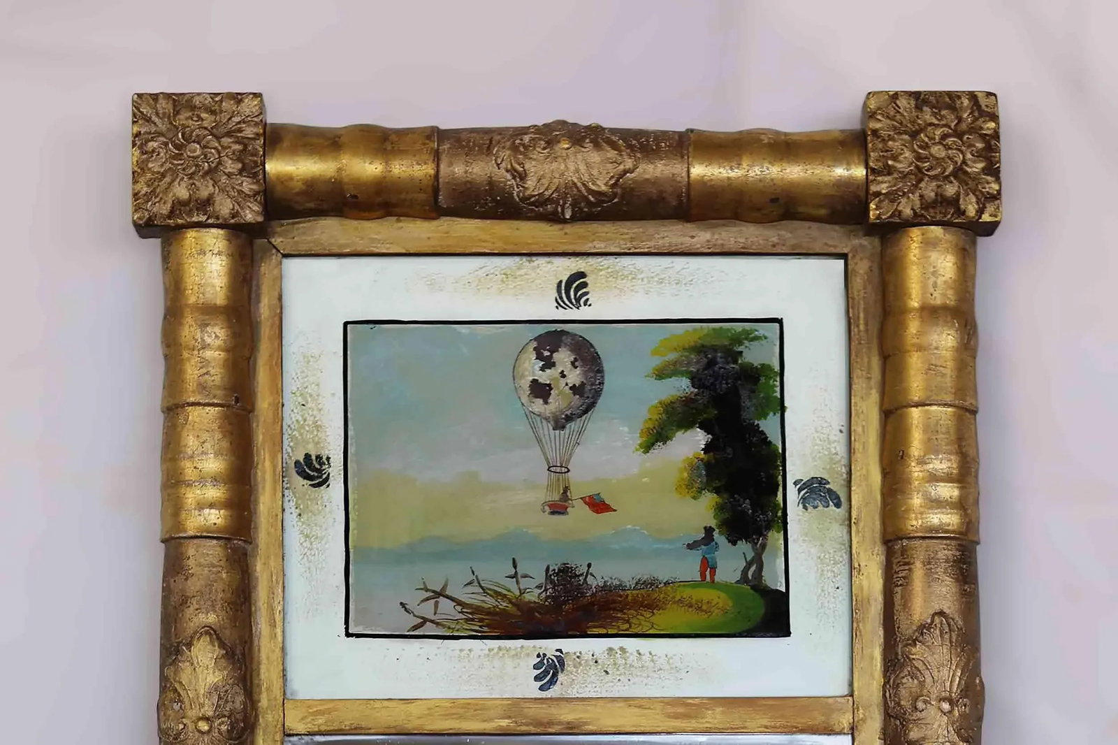 Antique Giltwood Eglomise Mirror - 5