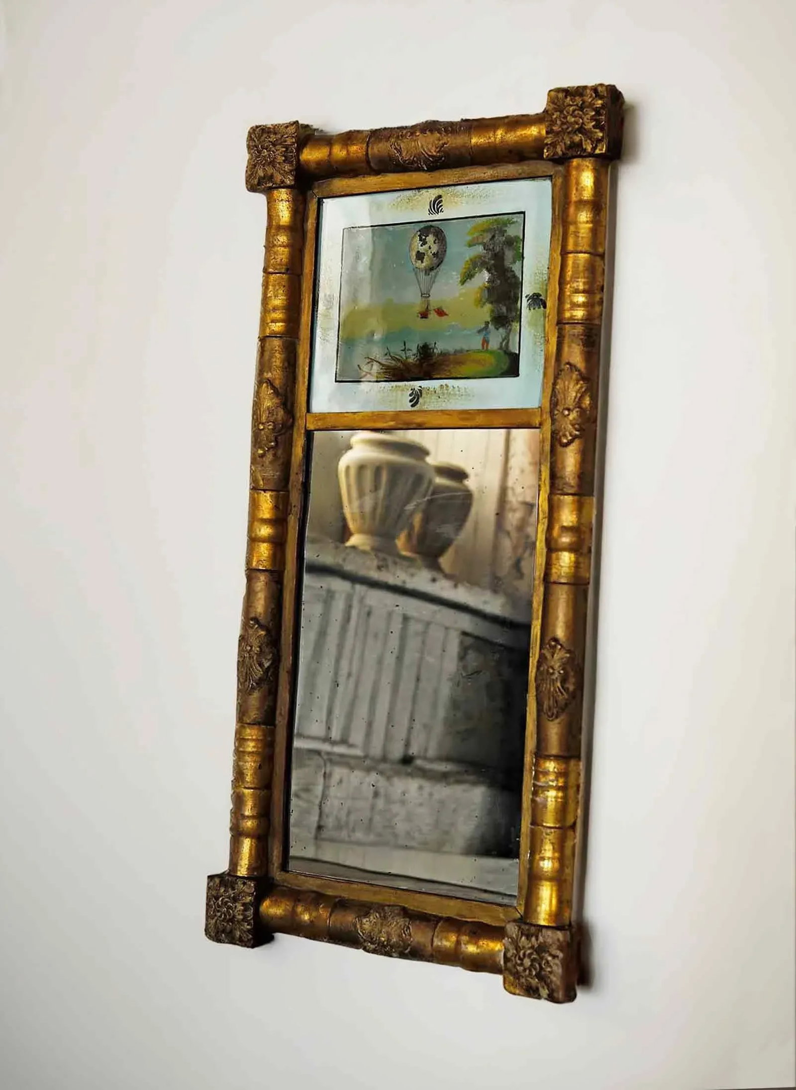 Antique Giltwood Eglomise Mirror - 6