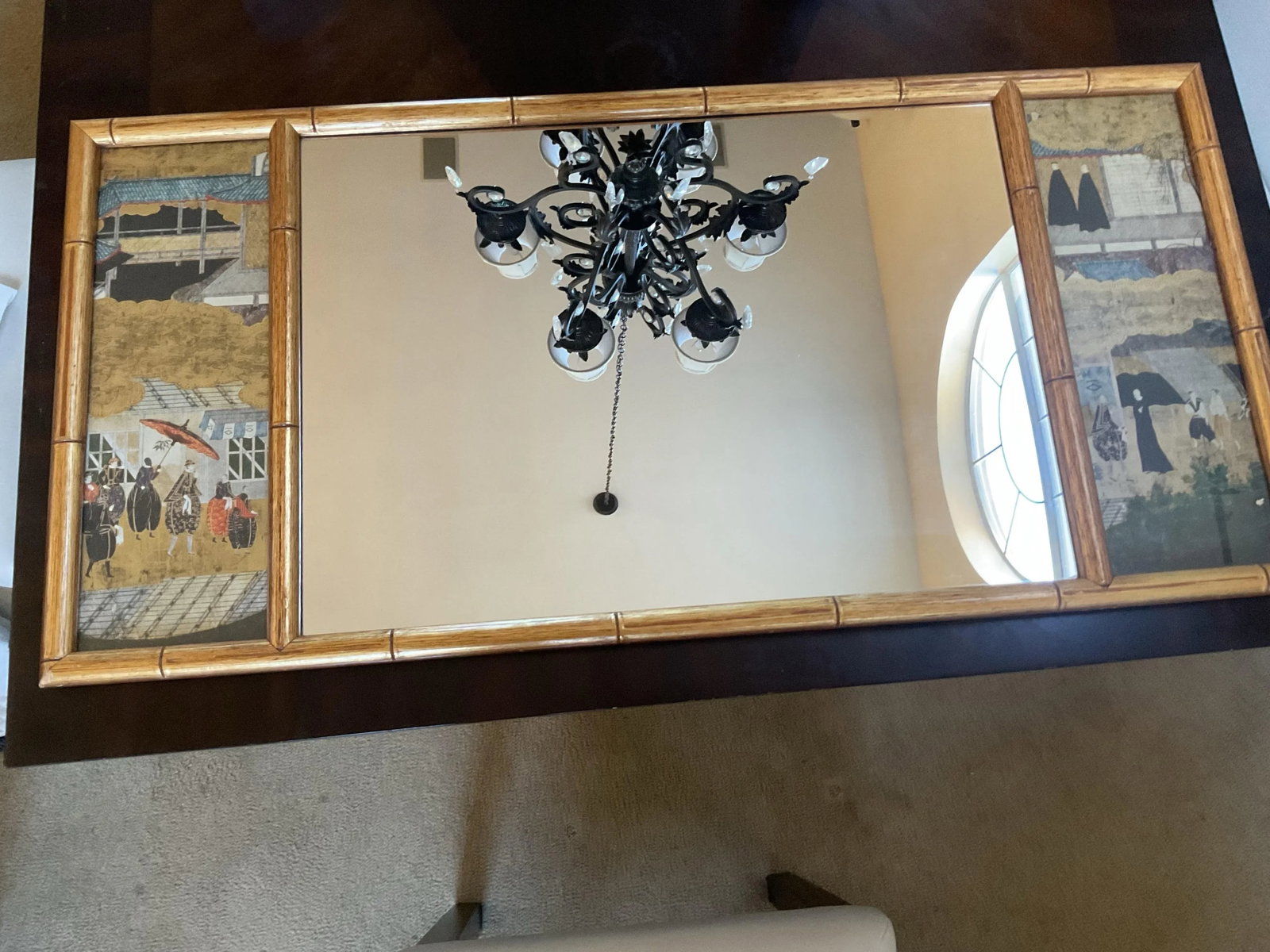 Vintage Asian Faux Bamboo Mirror - 5