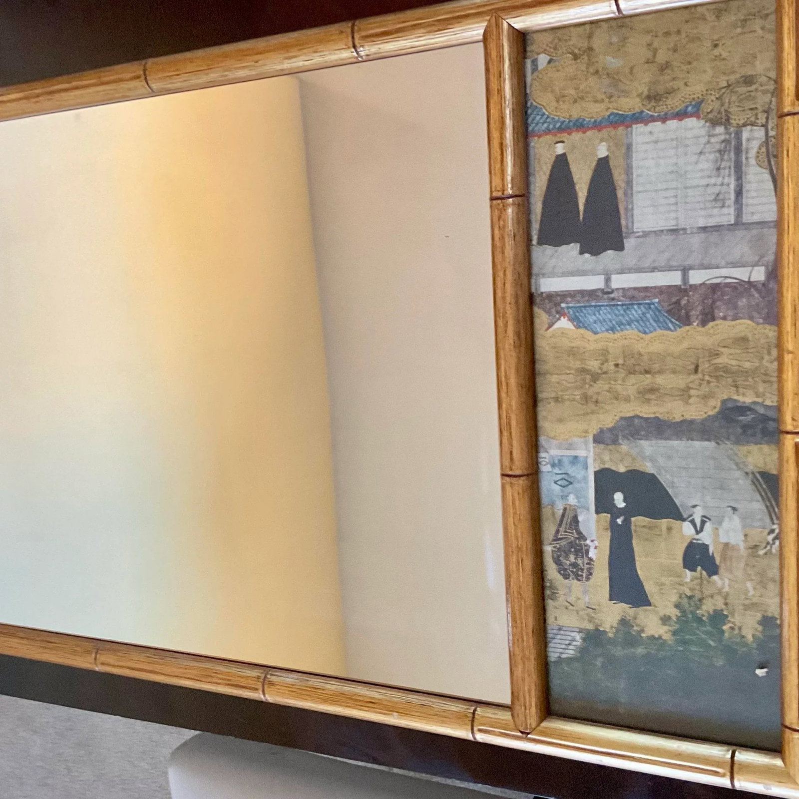 Vintage Asian Faux Bamboo Mirror - 8