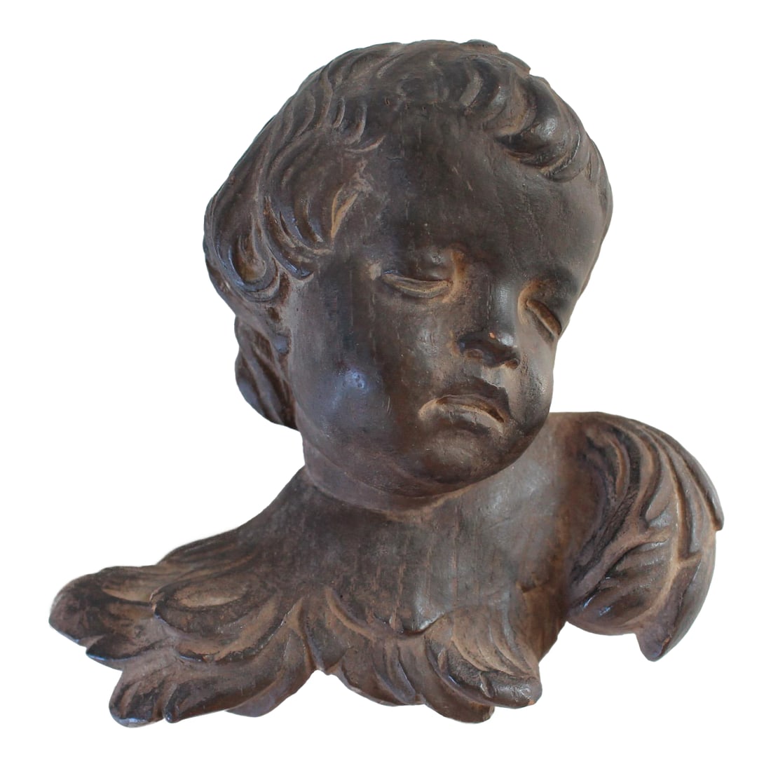 Vintage Plaster Cherub Sculpture Wall Hanging: Vintage plaster cherub sculpture wall hanging. No makers mark. Minor age wear. No chips or cracks. Ready to hang. Condition: Alterations: Original Condition Unaltered Imperfections: Some