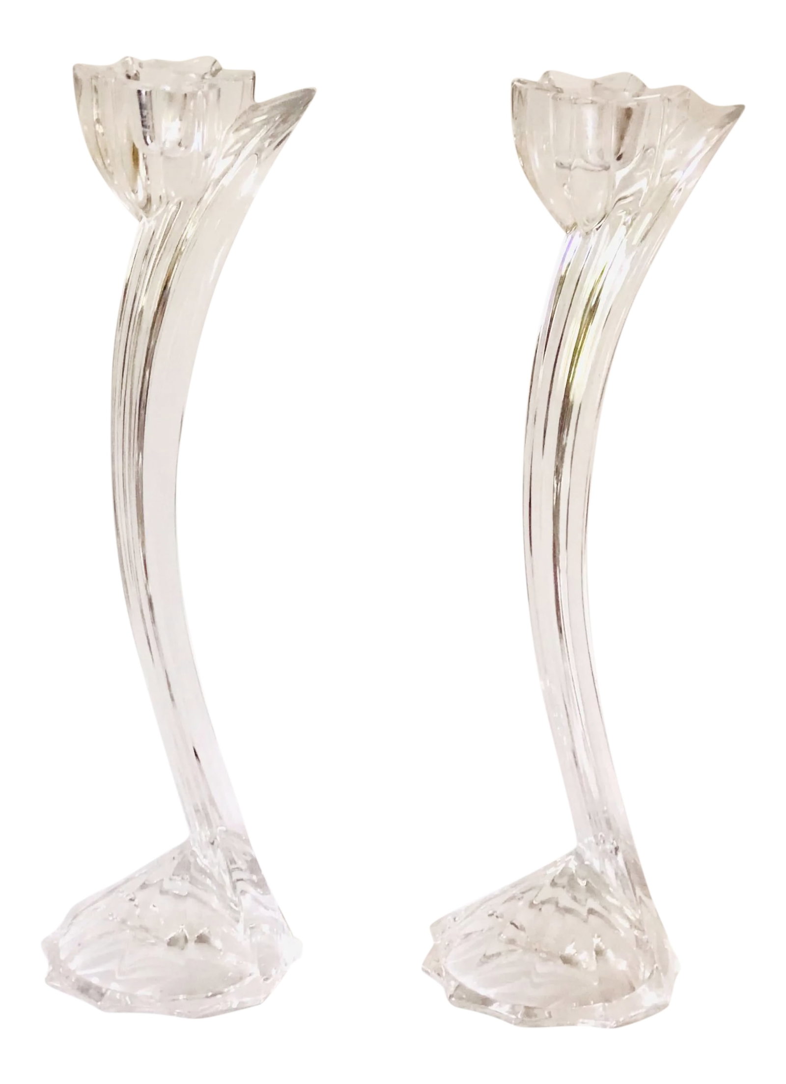 Vintage Art Deco Arched Glass Candlesticks - a Pair: Pair of arched glass candle sticks, unique shape. Condition: Alterations: Original Condition Unaltered Imperfections: Some Imperfections Condition Notes: Very minor wear, well cared for Materials &