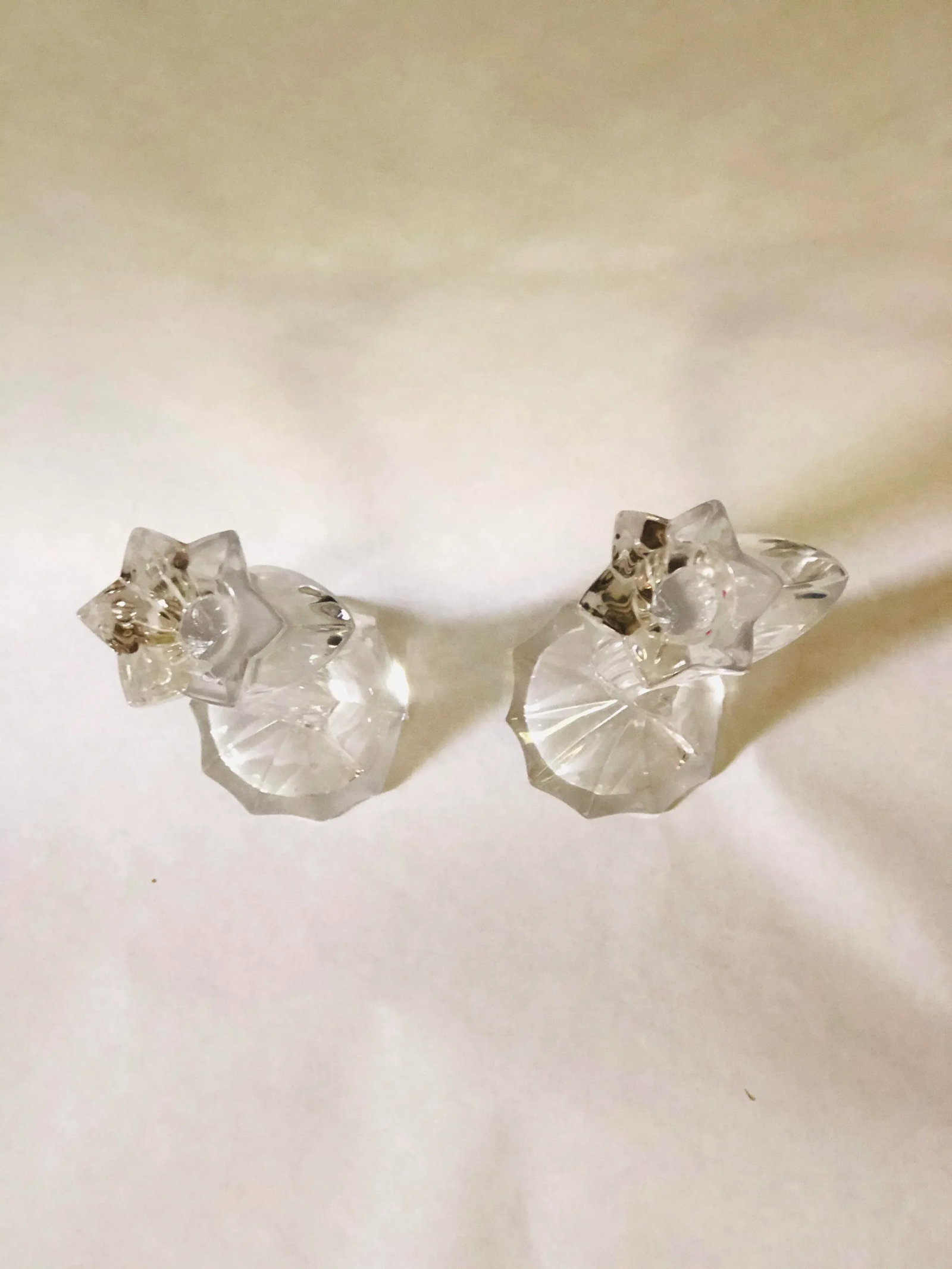 Vintage Art Deco Arched Glass Candlesticks - a Pair - 2