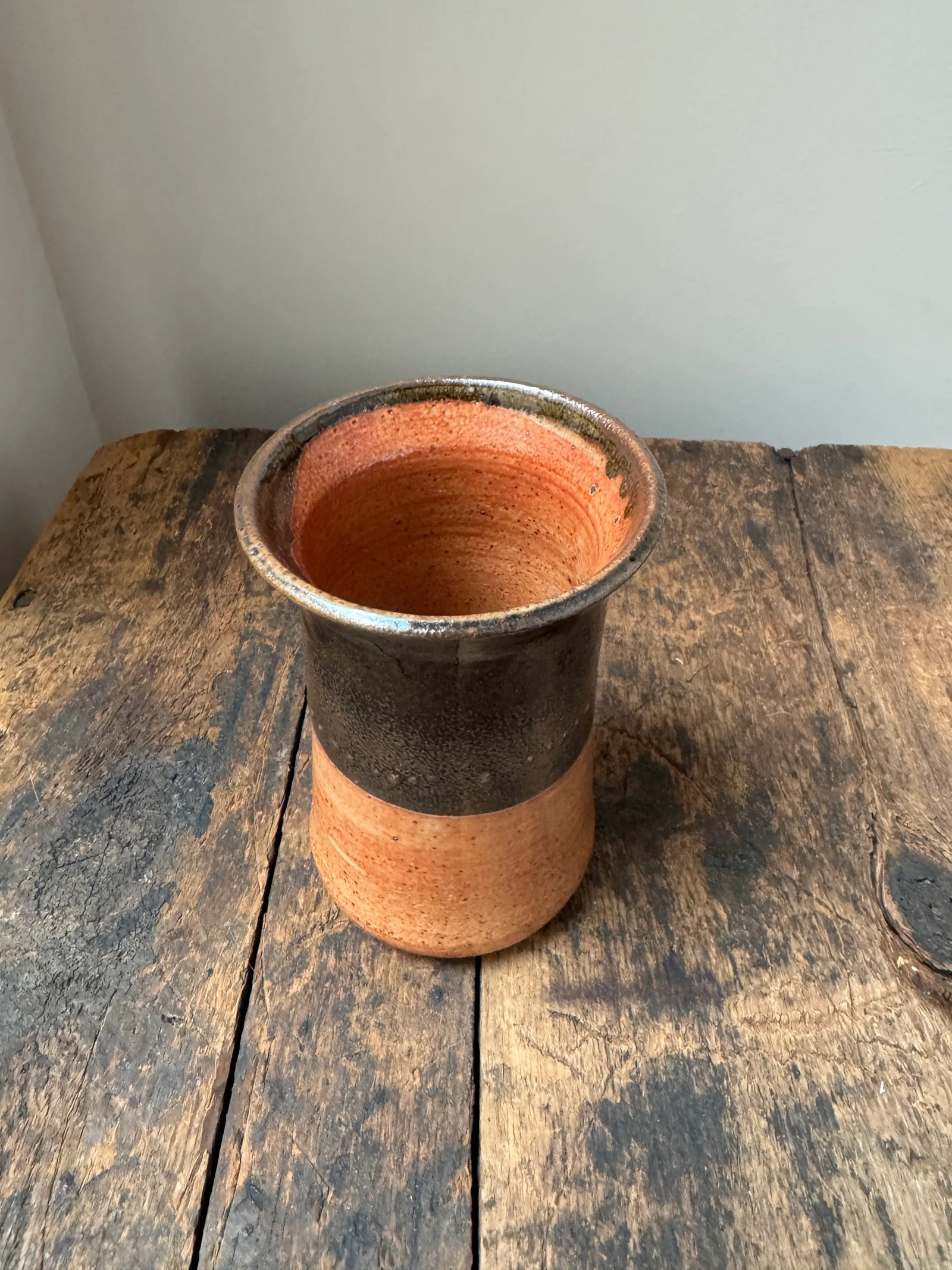 Wheel Thrown Stoneware Earth Mid Century Style Vase - 4