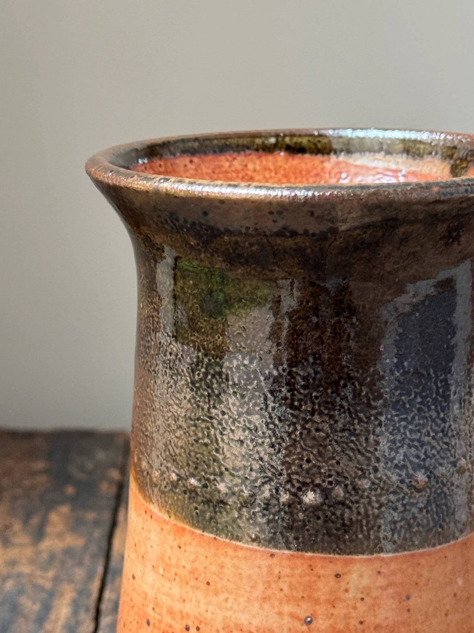 Wheel Thrown Stoneware Earth Mid Century Style Vase - 8
