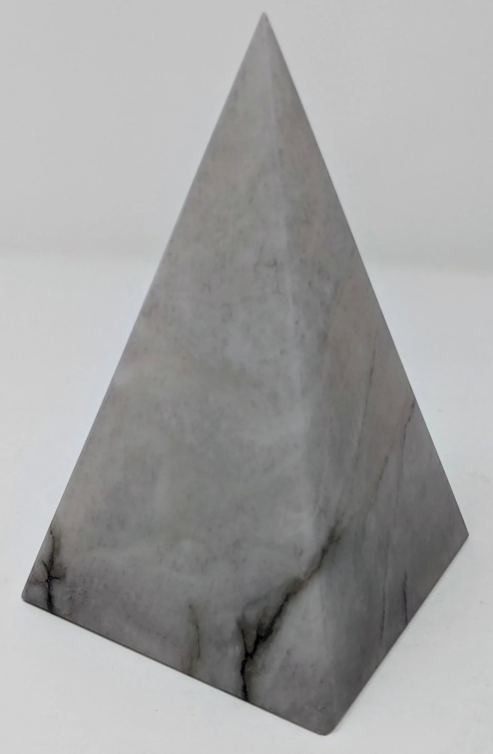 Organic Modern Italian Gray Alabaster Pyramid Decorative Sculpture Point - 13