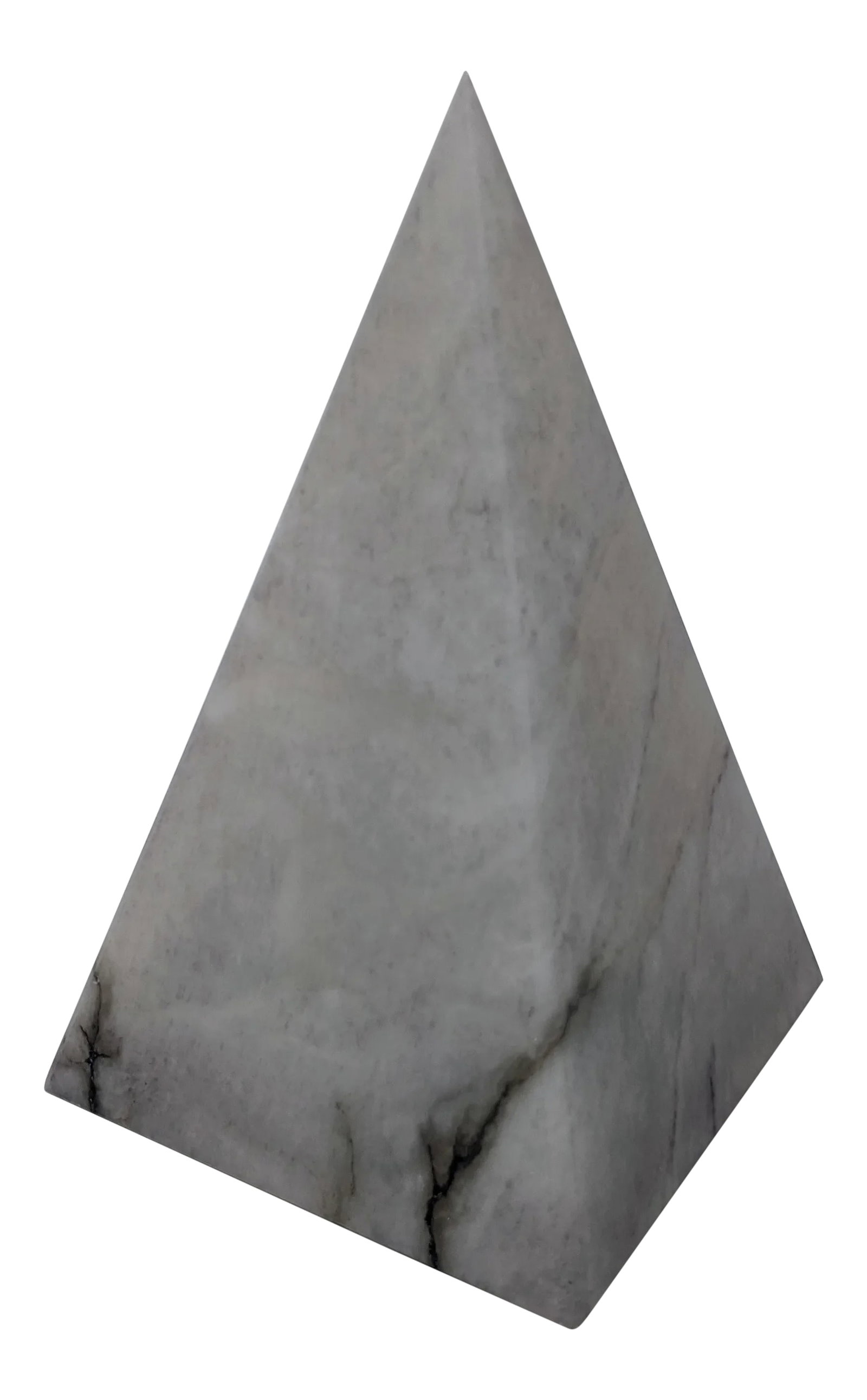 Organic Modern Italian Gray Alabaster Pyramid Decorative Sculpture Point: This handmade Italian alabaster pyramid is made with love by true craftsmen and women. A stunning look of organic elegance, this piece can be used in any setting where a little bit of masculine or