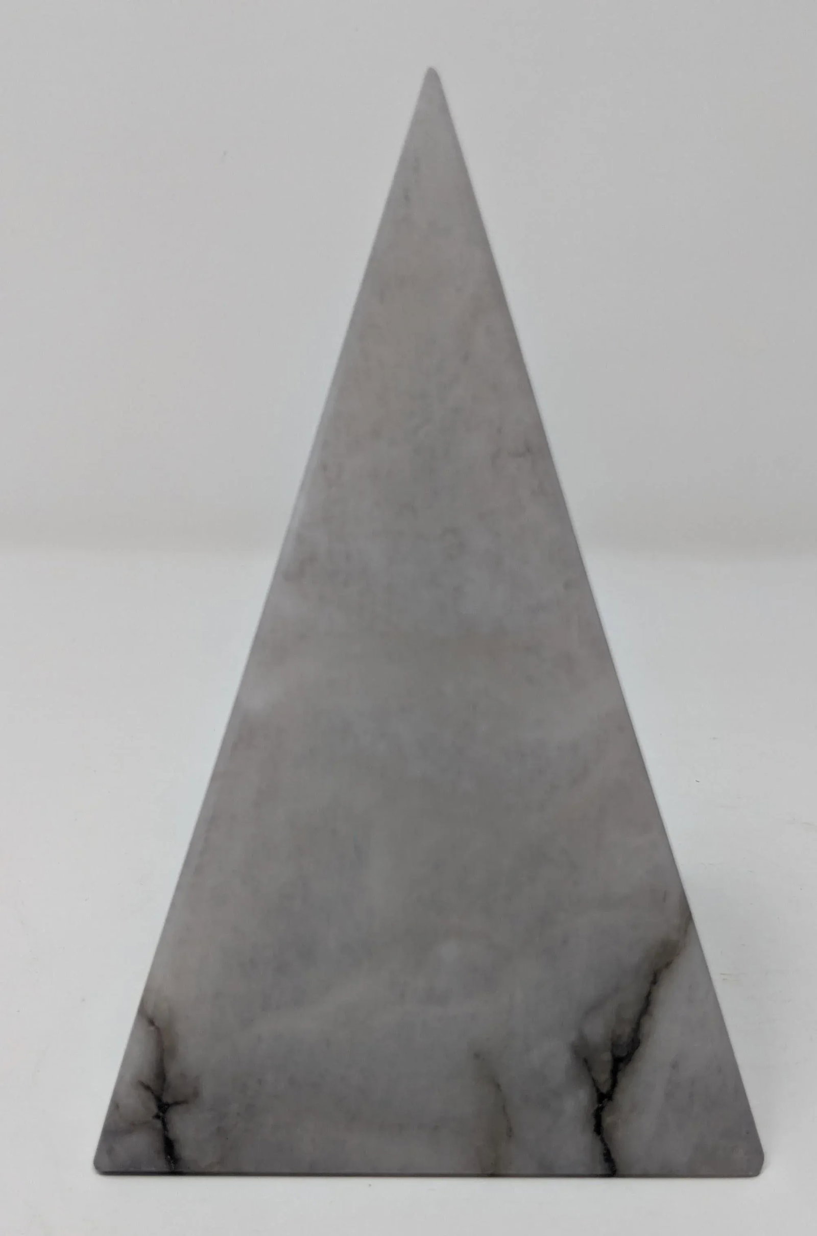 Organic Modern Italian Gray Alabaster Pyramid Decorative Sculpture Point - 2