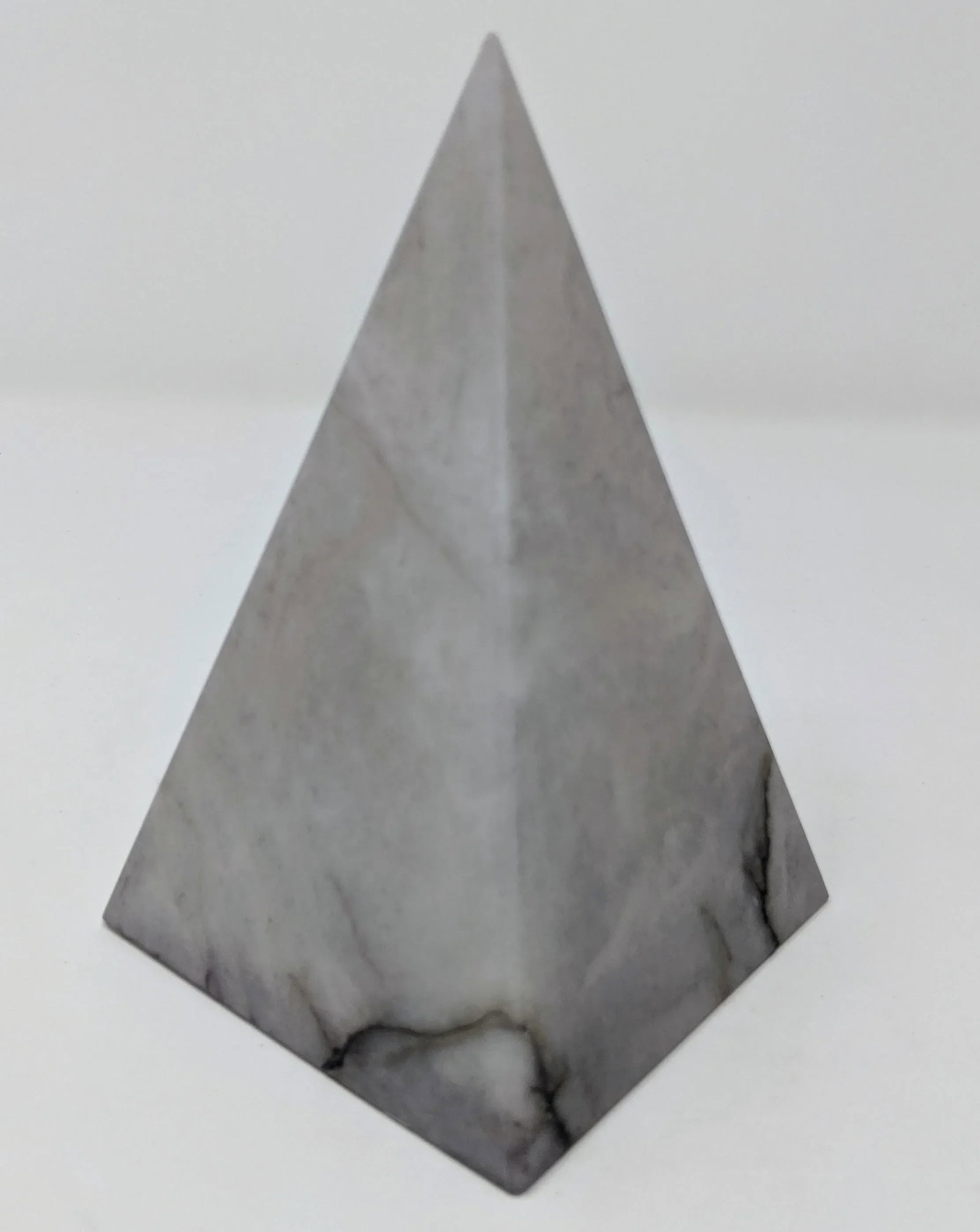 Organic Modern Italian Gray Alabaster Pyramid Decorative Sculpture Point - 6