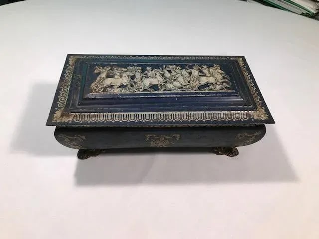 Vintage Blue & White Decorative Tin - 5