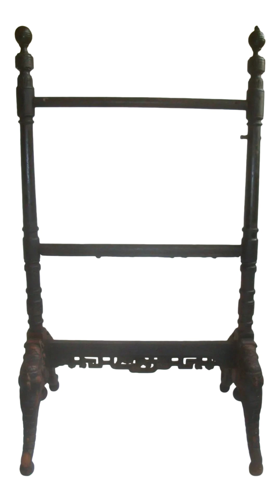 19th C. Chinoiserie Elephant Carving Wood Fire Screen: This is a beautiful and unusual carved wood piece, originally made as a screen for a fireplace opening. It dates to the late 1800s, specifically the Aesthetic Movement era, as evidenced by the many mo