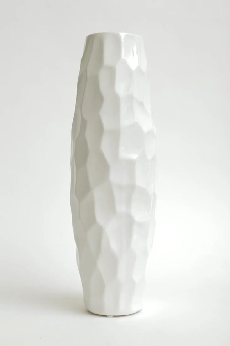 Vintage White Ceramic Textural Vase or Vessel Italian 1980's - 10