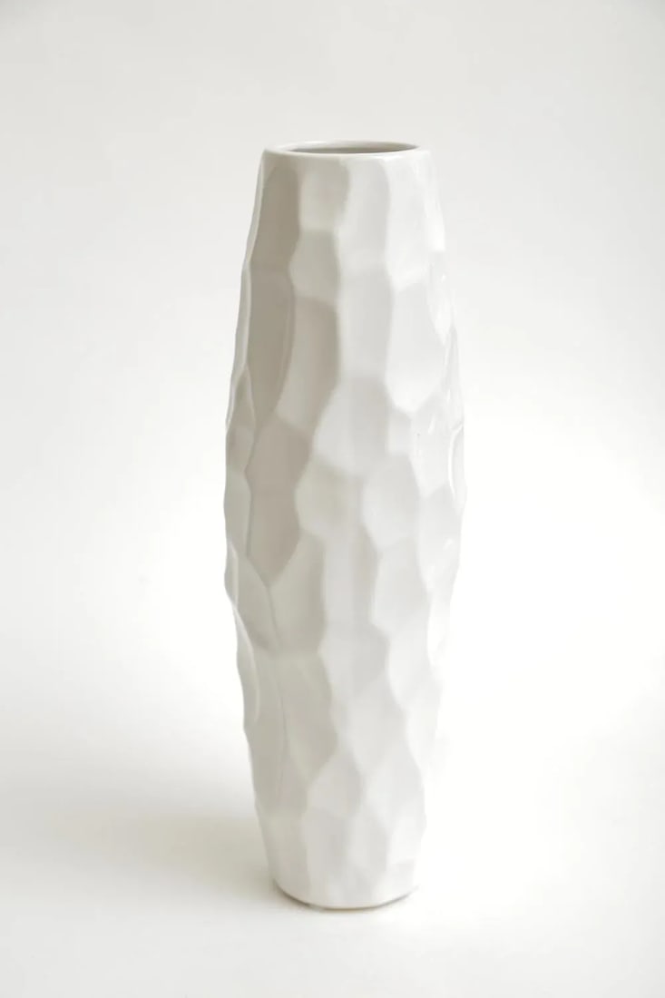 Vintage White Ceramic Textural Vase or Vessel Italian 1980's - 2