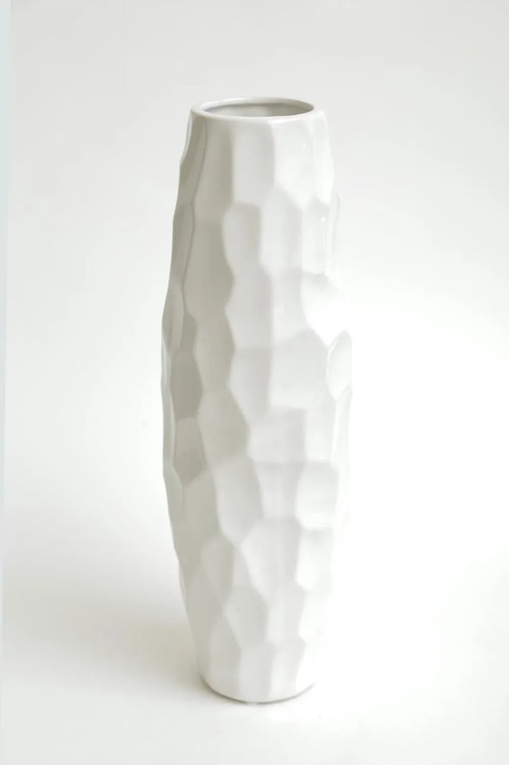Vintage White Ceramic Textural Vase or Vessel Italian 1980's - 3