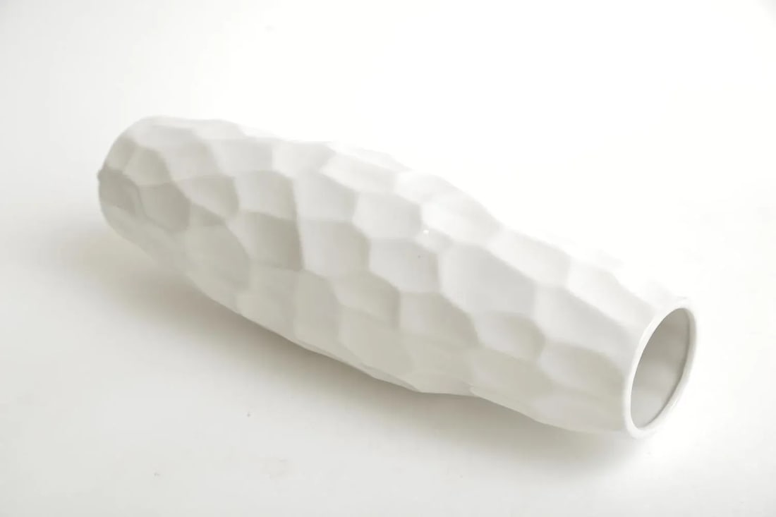 Vintage White Ceramic Textural Vase or Vessel Italian 1980's - 4