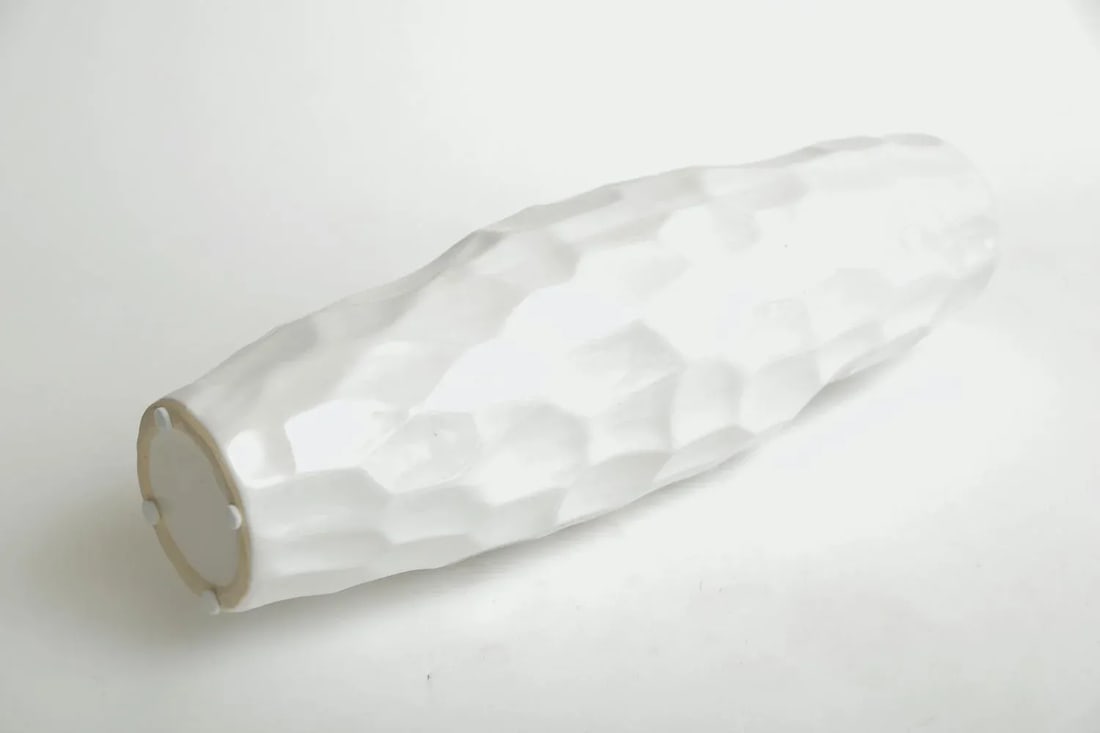 Vintage White Ceramic Textural Vase or Vessel Italian 1980's - 8