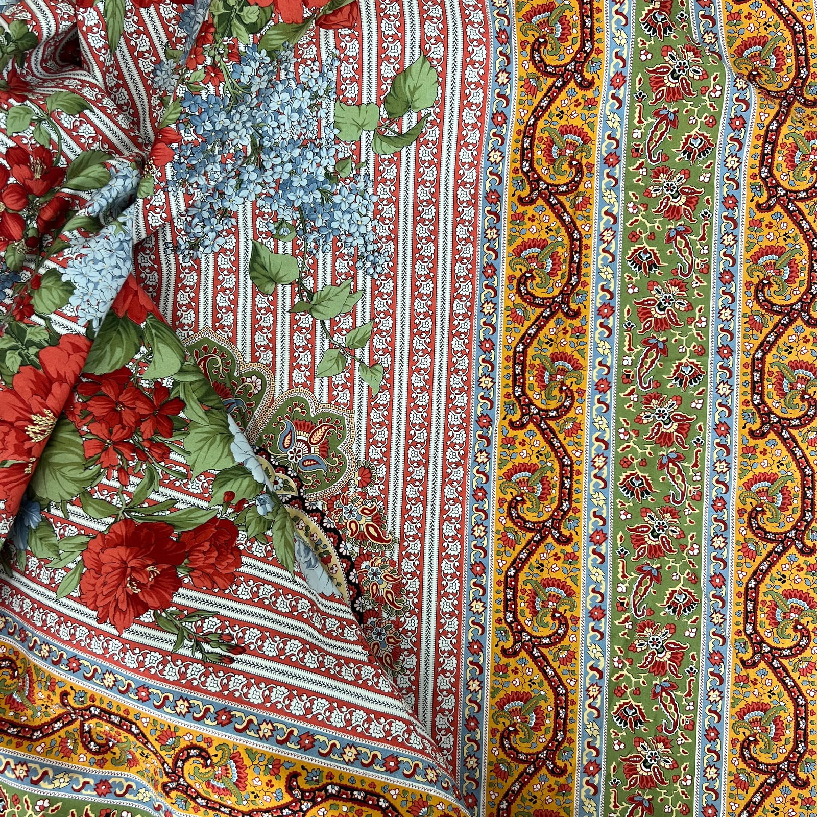 Vintage Ratti Hand Printed Italian Fine Quality Cotton Fabric- 6 Yards - 5