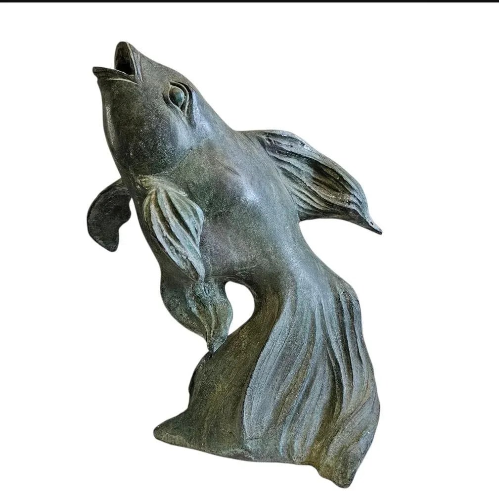1950s Japanese Art Bronze Fly Koi Fish Garden Sculptures - Set of 2 - 3