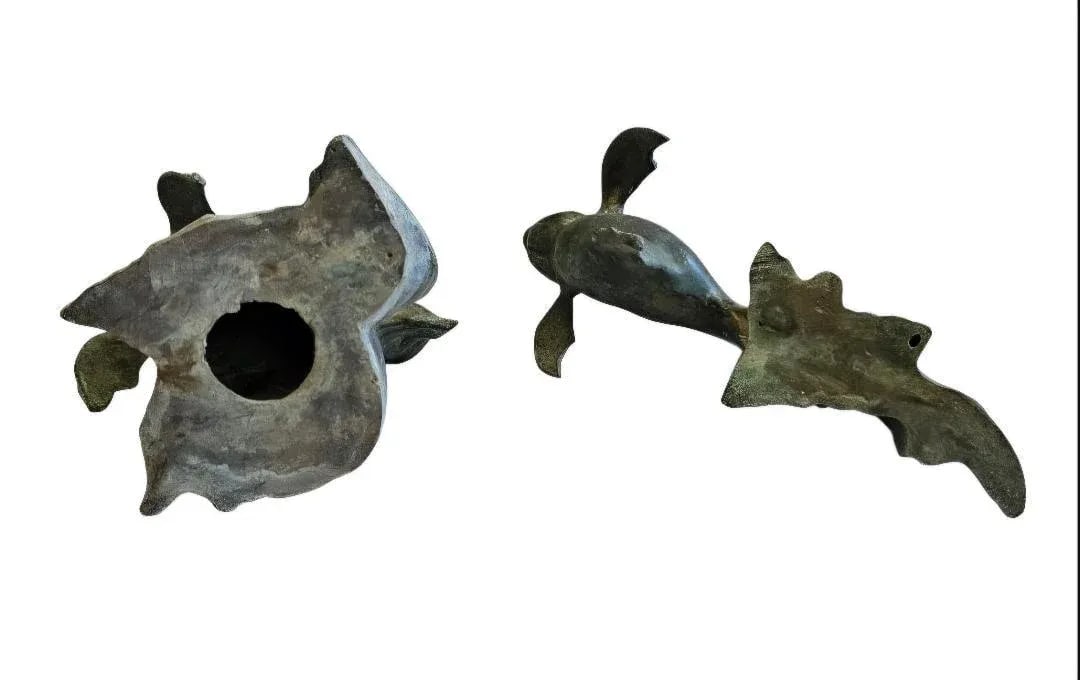 1950s Japanese Art Bronze Fly Koi Fish Garden Sculptures - Set of 2 - 5