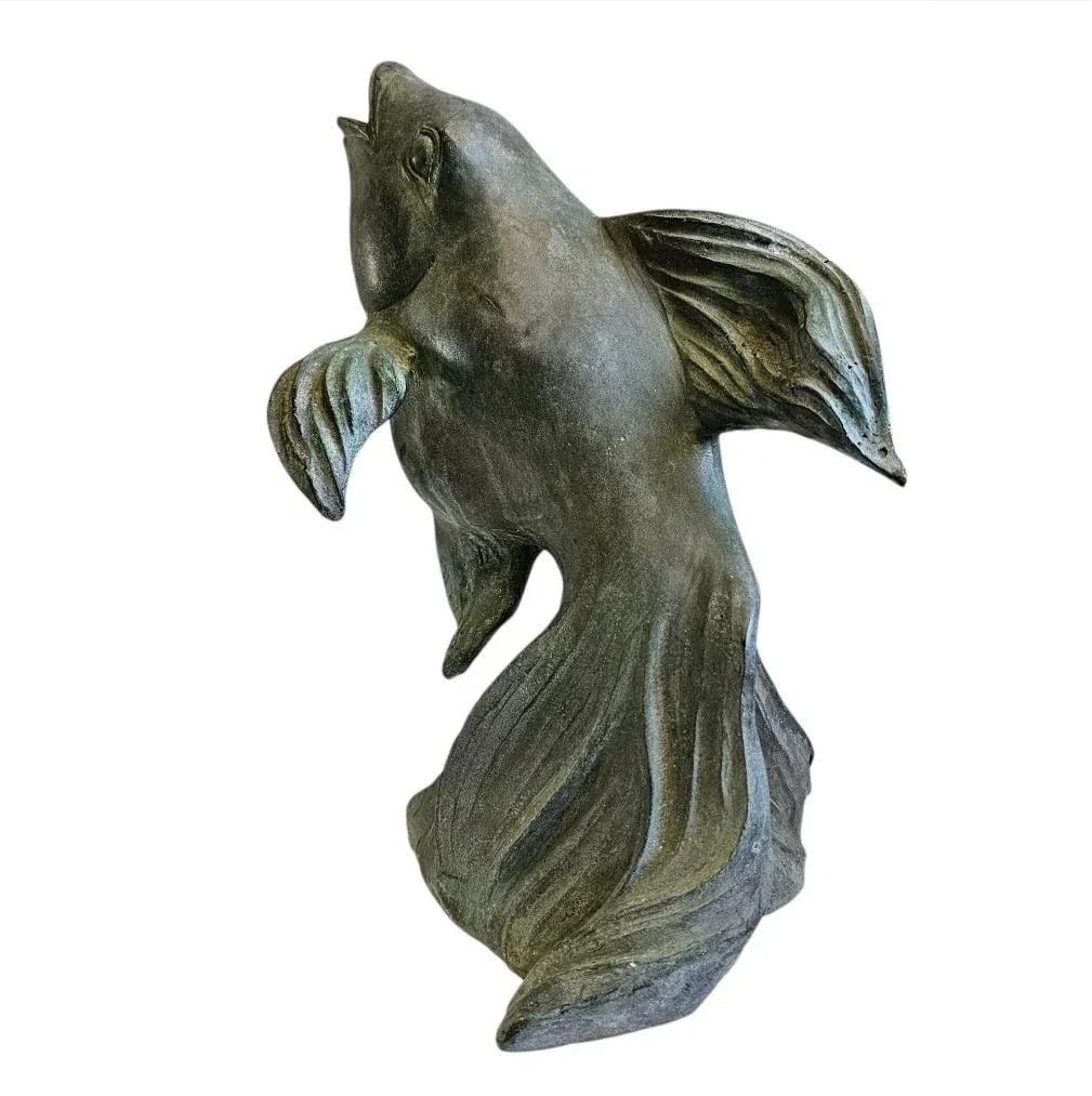 1950s Japanese Art Bronze Fly Koi Fish Garden Sculptures - Set of 2 - 8