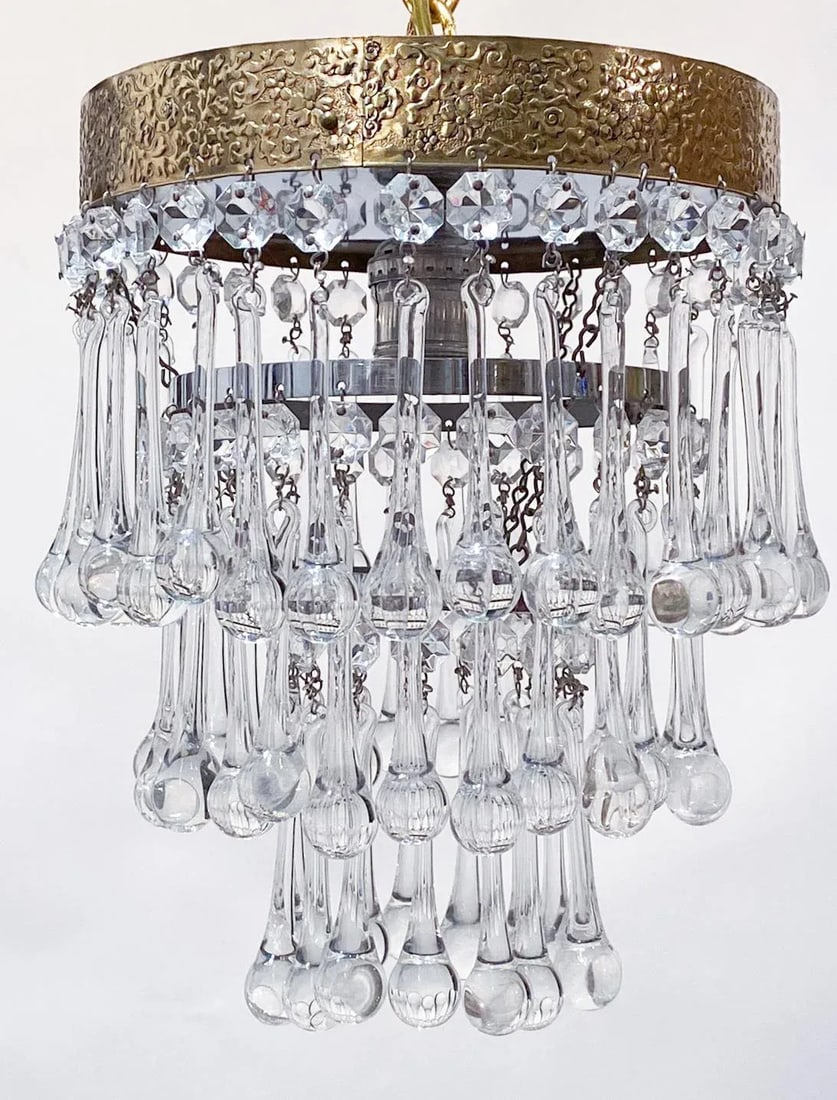 Italian Brass Upside Down Layered Cake Chandelier - 5