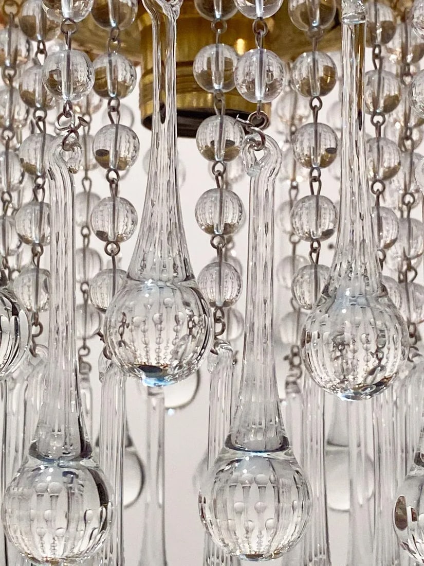 Vintage Mid-Century Gold Frame Layered Chandelier - 5