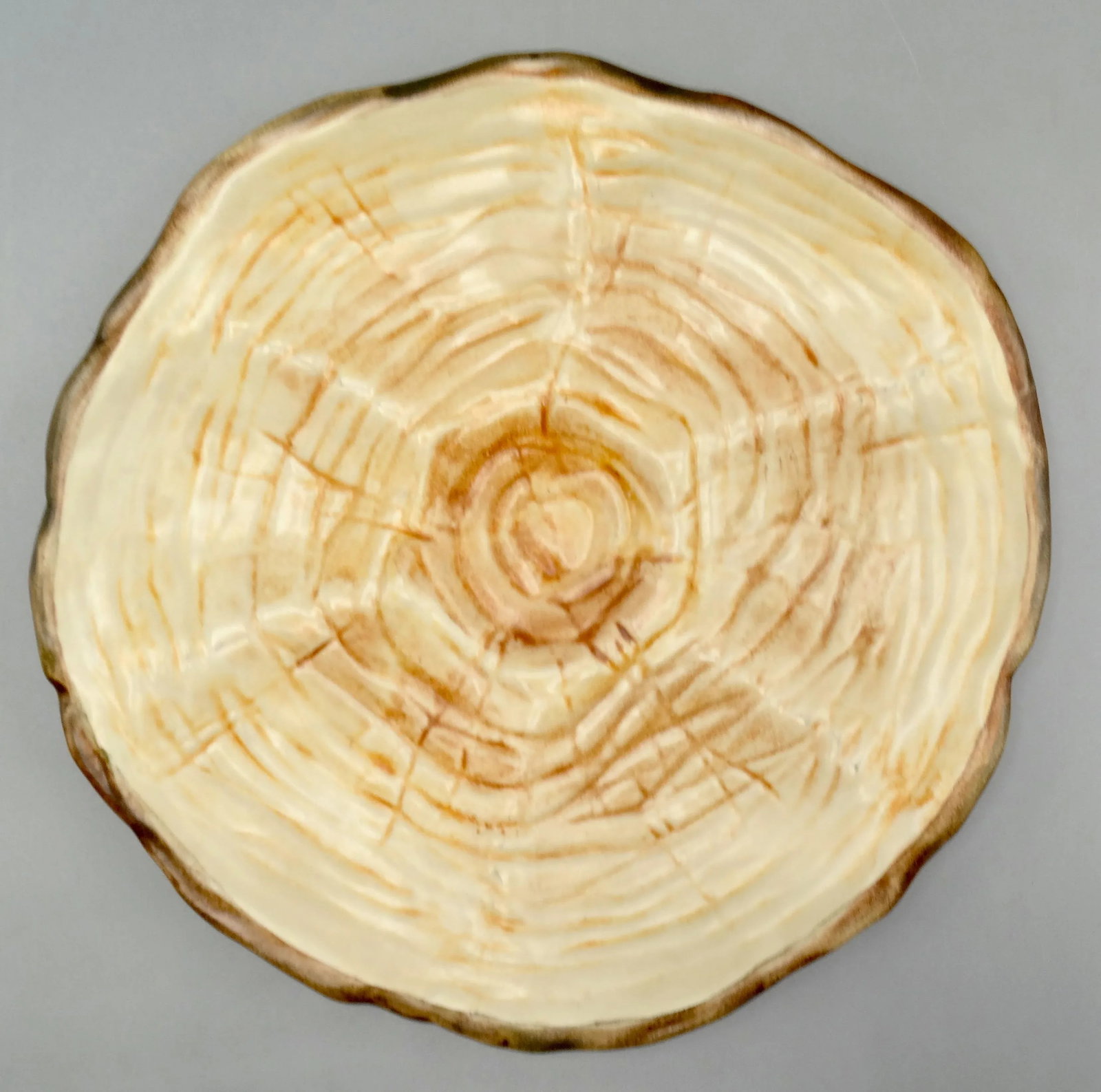 French Trompe l'Oeil Faux Bois Glazed Organic Oyster Plate - 2