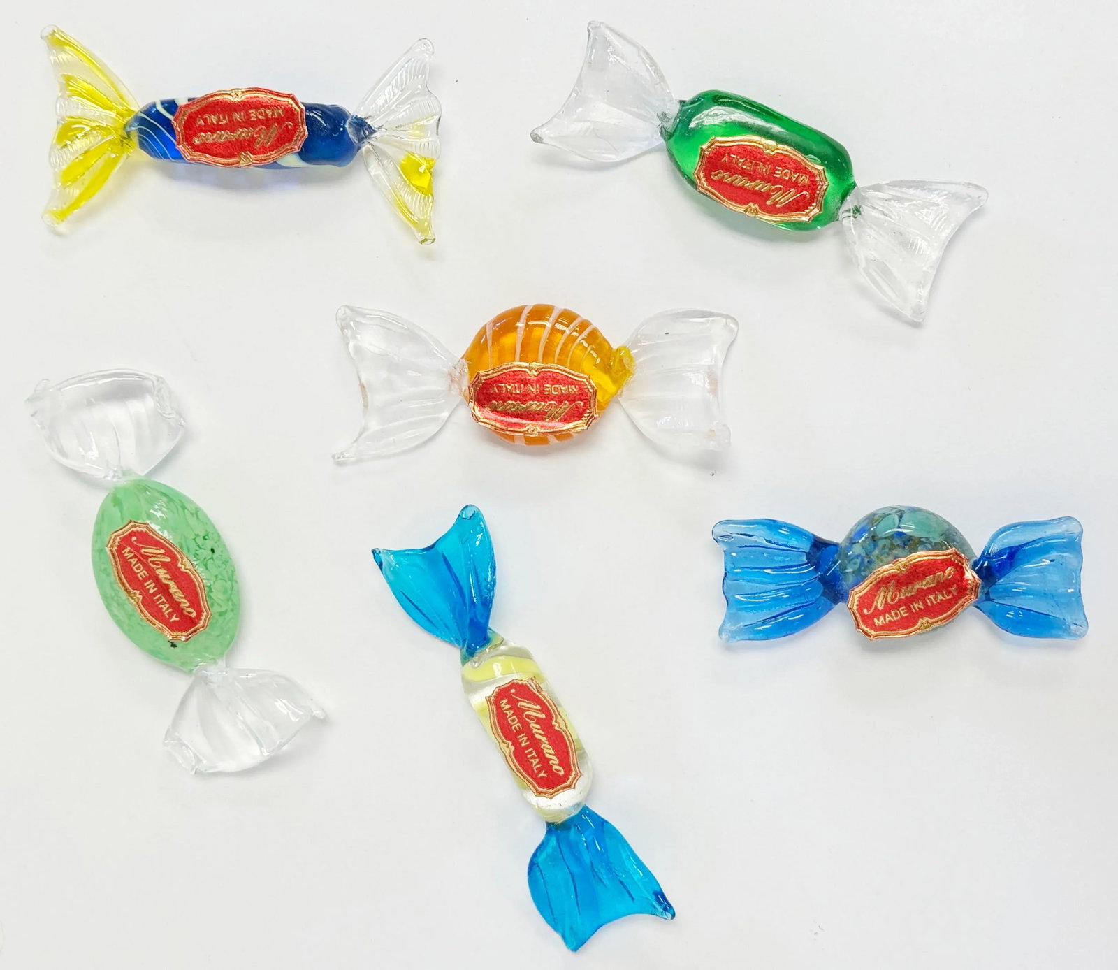 Vintage Murano Blown Glass Wrap Candies, Set of 6 - 6