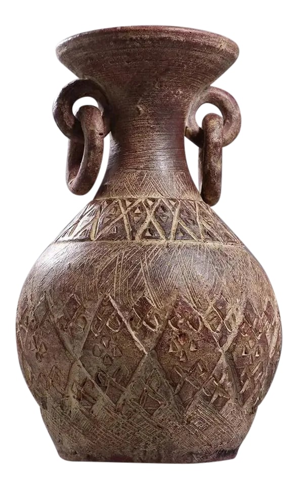 Mid 20th Century Latin American Clay Vase With Rings Handles: Latin American Clay Vase With Rings Handles Condition: Alterations: Original Condition Unaltered Imperfections: Some Imperfections Condition Notes: Condition is appropriate to age of the item Material