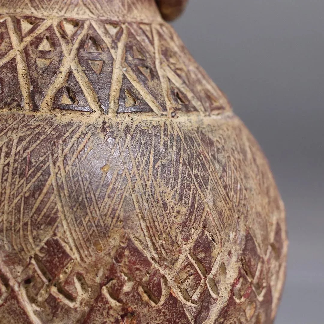 Mid 20th Century Latin American Clay Vase With Rings Handles - 4
