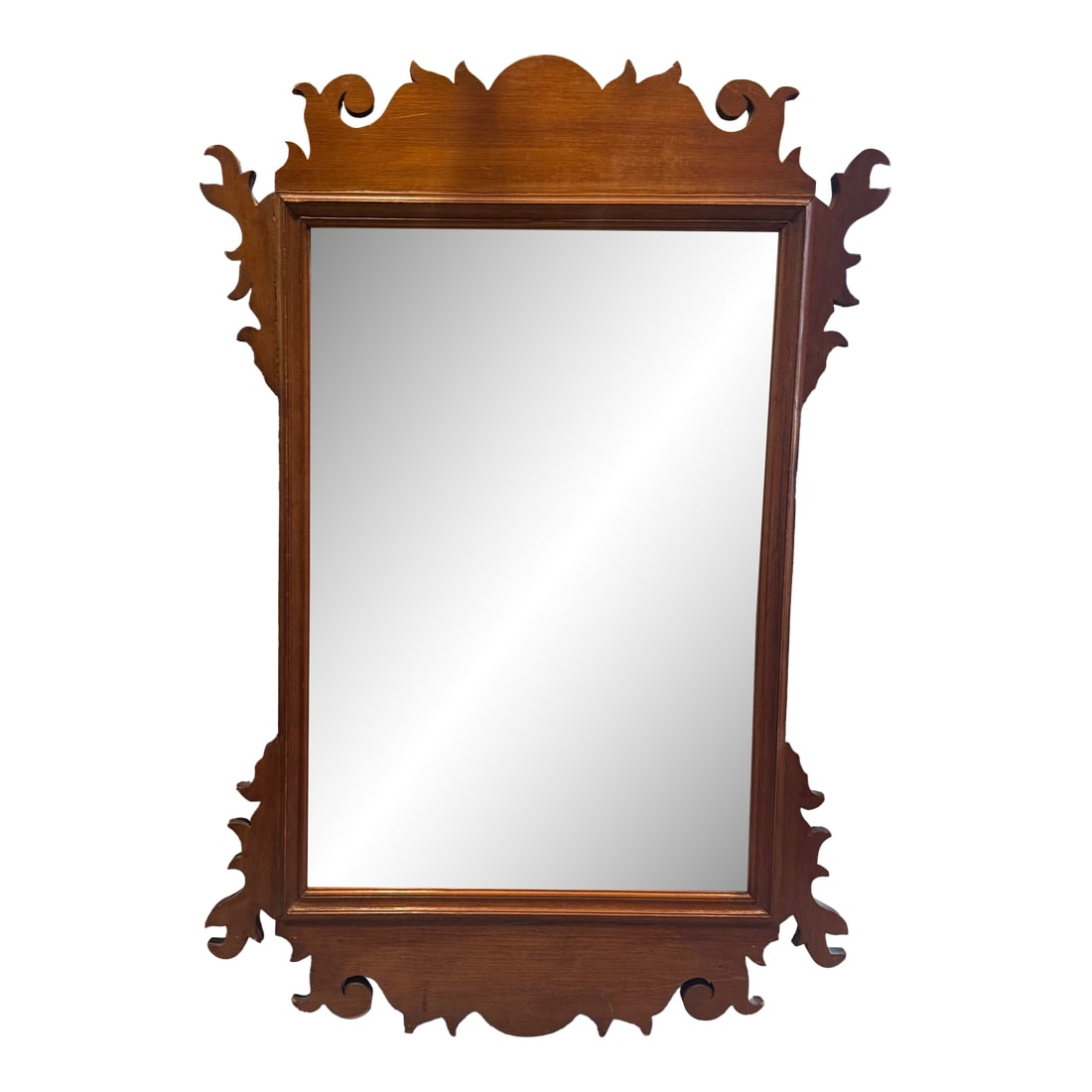 Antique Chippendale Style Wall Mirror: Antique Chippendale Style Wall Mirror. All intact. Backboard may be older than the frame. See photos for details. 24.25 x 16.5 x 1 Glass window: 16.25 x 11.25 Condition: Alterations: Original