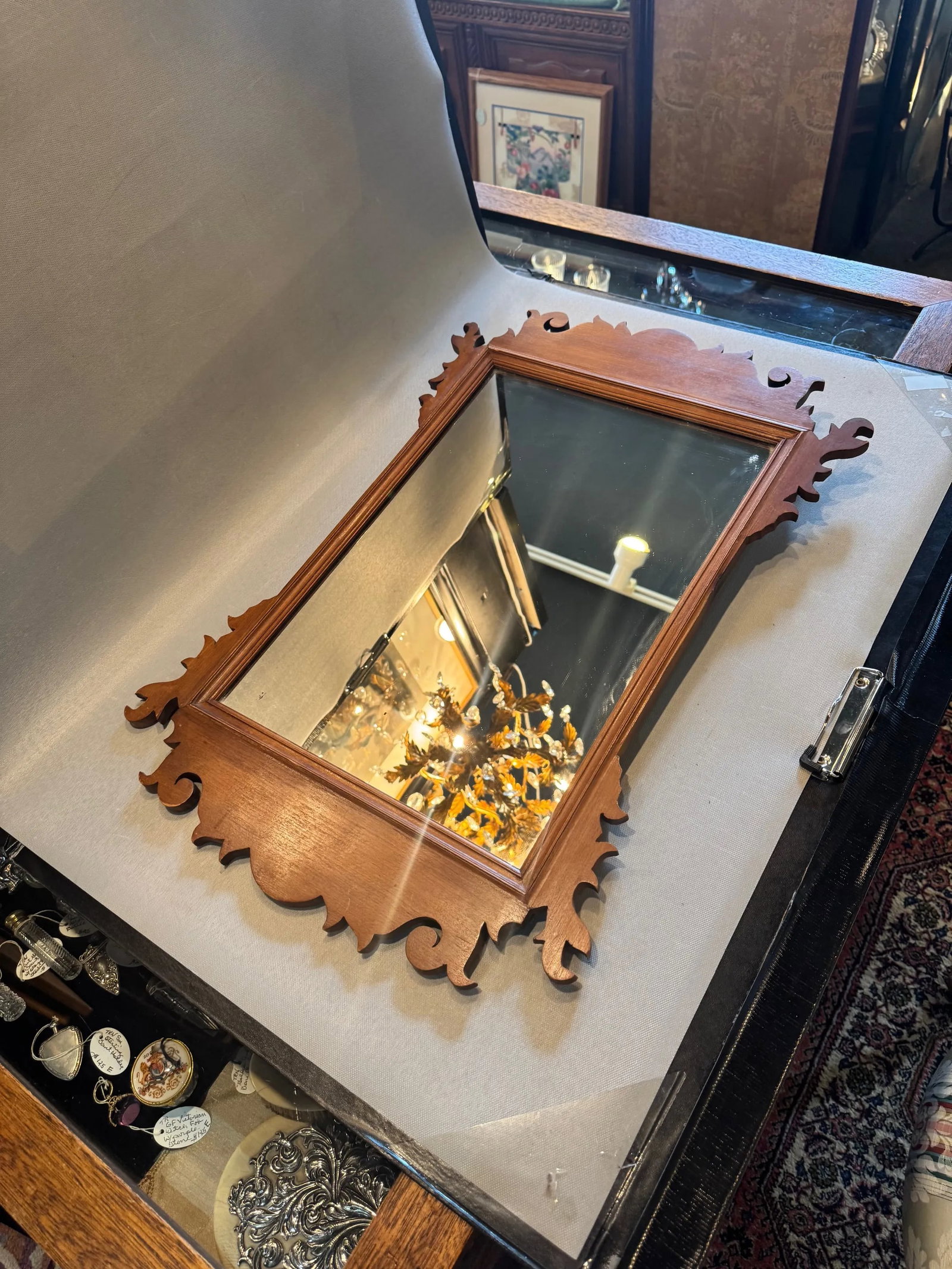 Antique Chippendale Style Wall Mirror - 5