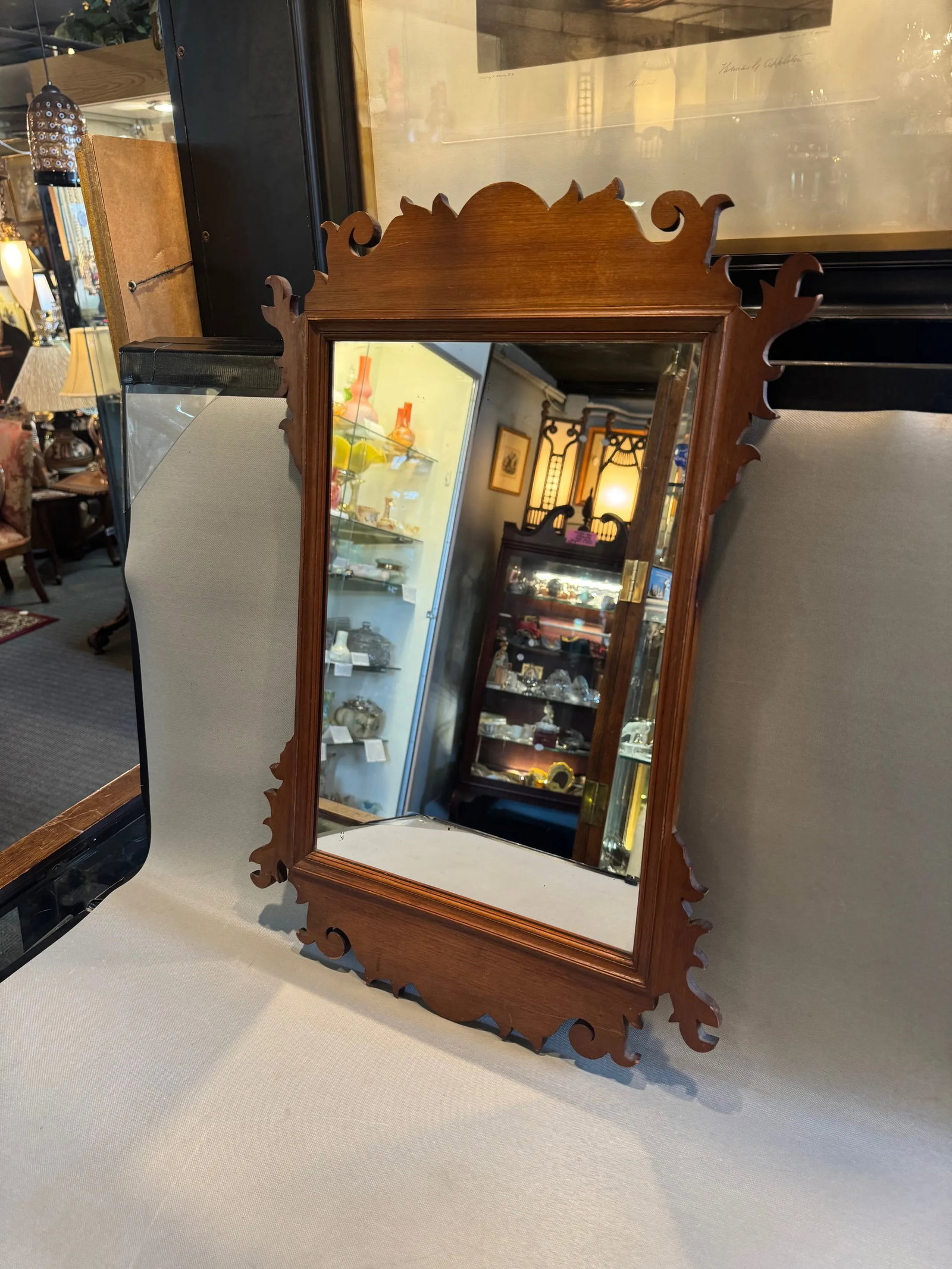 Antique Chippendale Style Wall Mirror - 8