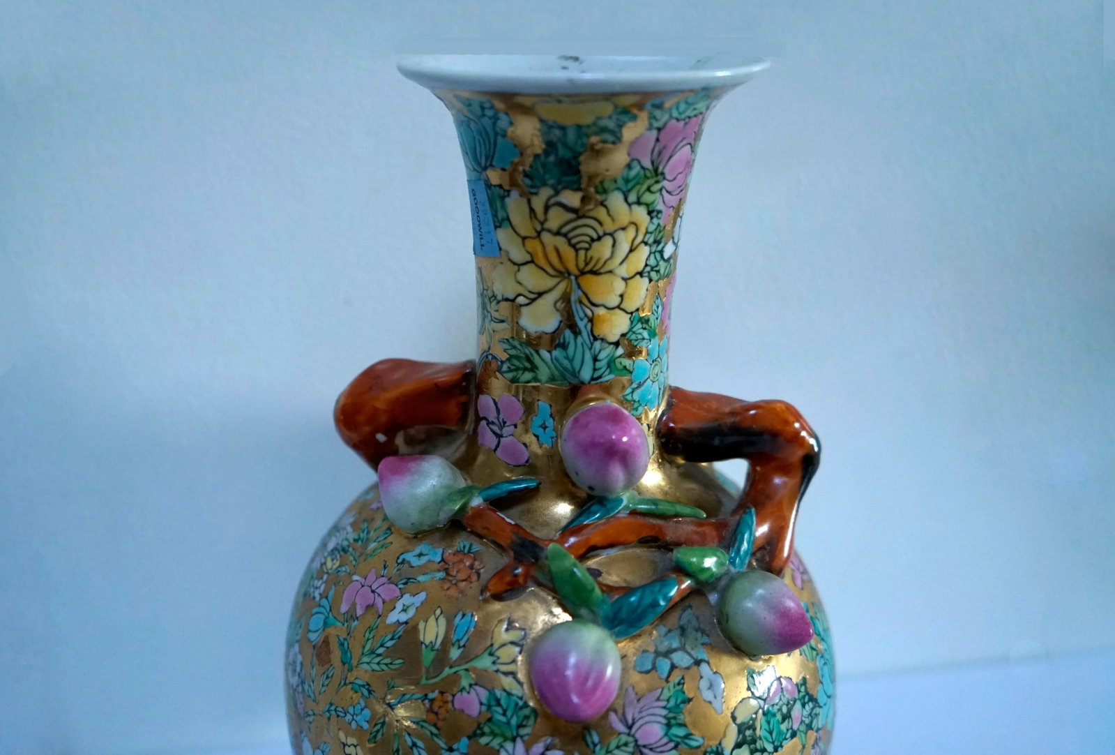 Vintage Chinese Thousand Flowers Gilt Globular Vase - 2
