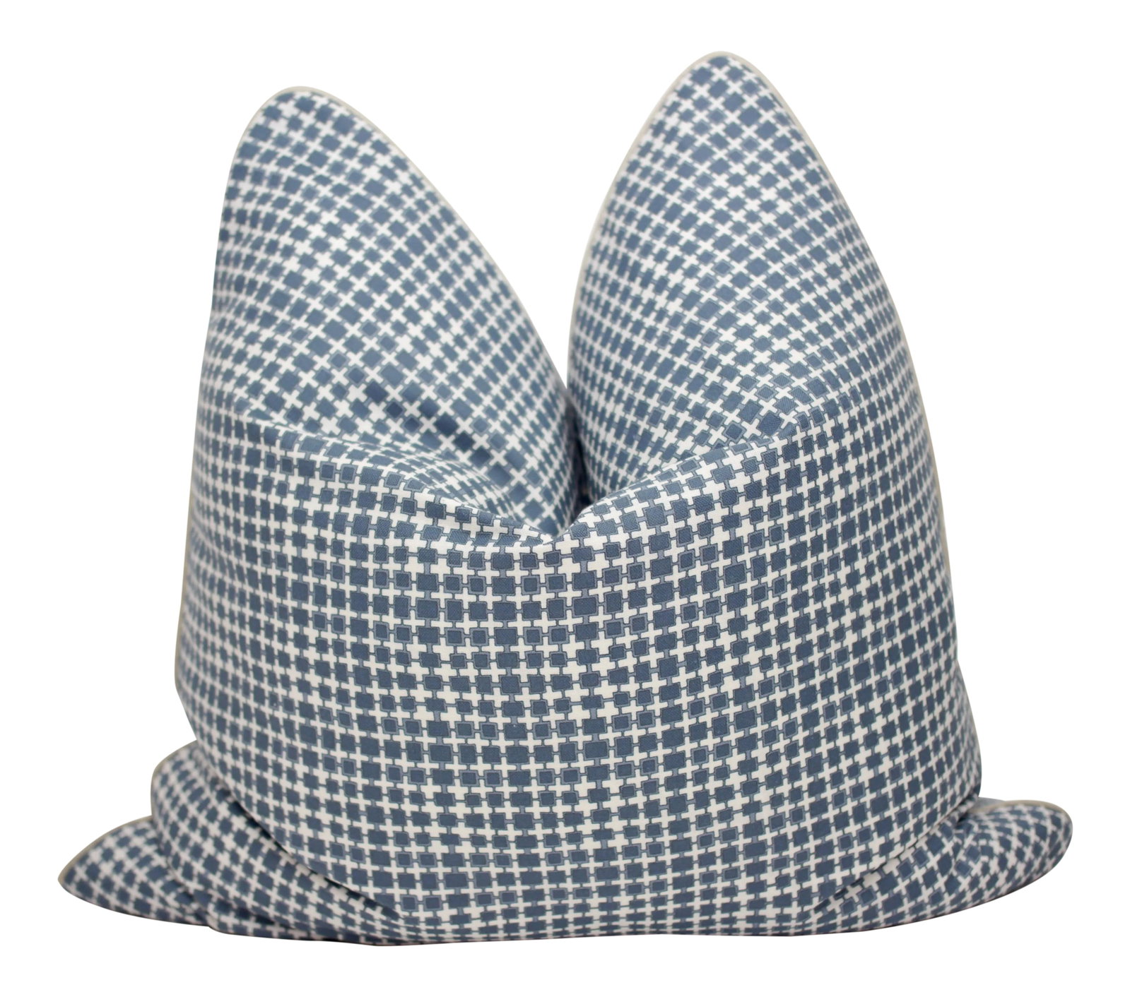 House of Harris "Essex" 24" Square Down/Feather Pillow: Beautifully handmade 24" Square House of Harris "Essex" pillow in navy. Features a welt in linen from Avant Garde, backing in "LAX" from Theo, a down/feather insert and an invisible zipper closure.
