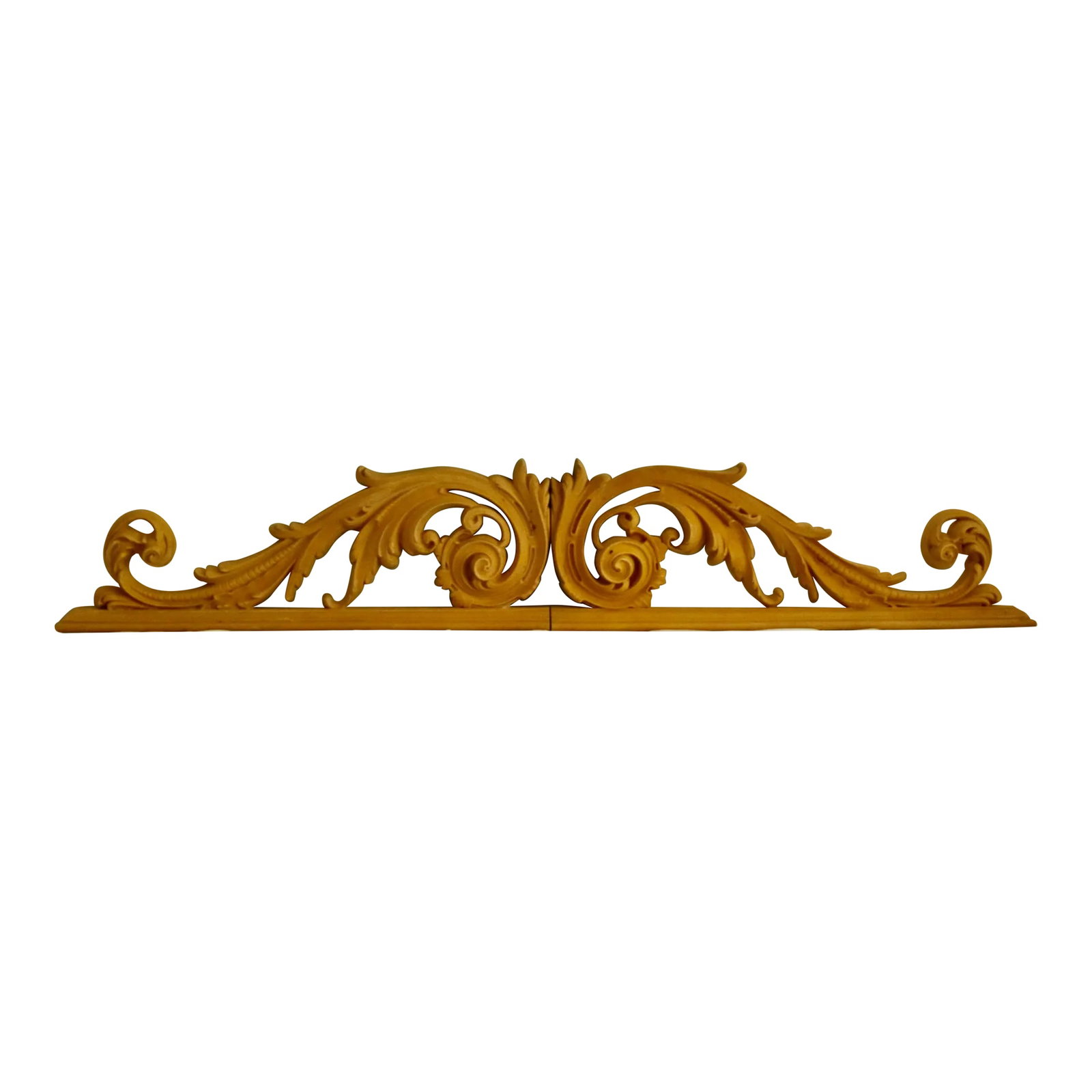 Vintage Wood Composite Pediments of Swirling Acanthus Leaves - A Pair: Wood Composite Pediments of Swirling Acanthus Leaves (A Pair). These large pediments can be painted, nailed, screwed, or glued to crown a piece of art, a window, door, or opening to a room. Each pedim