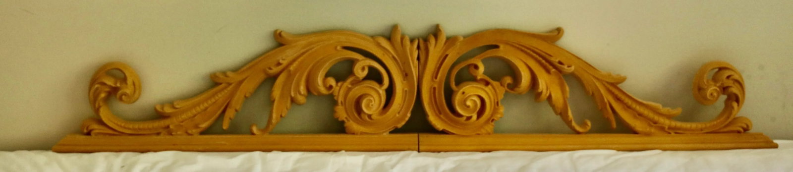 Vintage Wood Composite Pediments of Swirling Acanthus Leaves - A Pair - 2