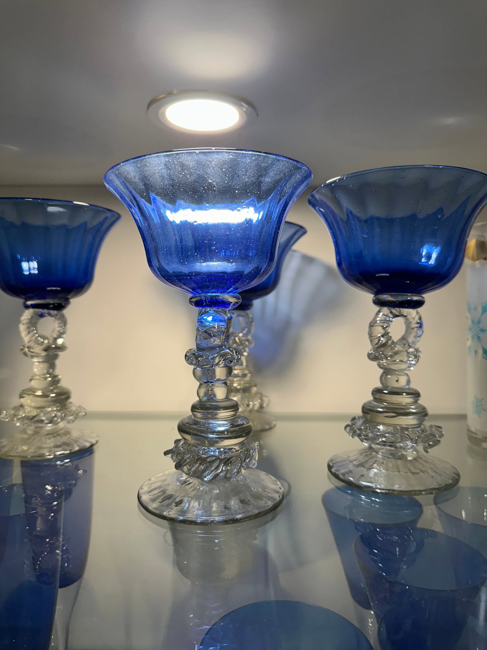 Vintage 1940s Hand Blown Cobalt Glasses - Set of 4 - 11