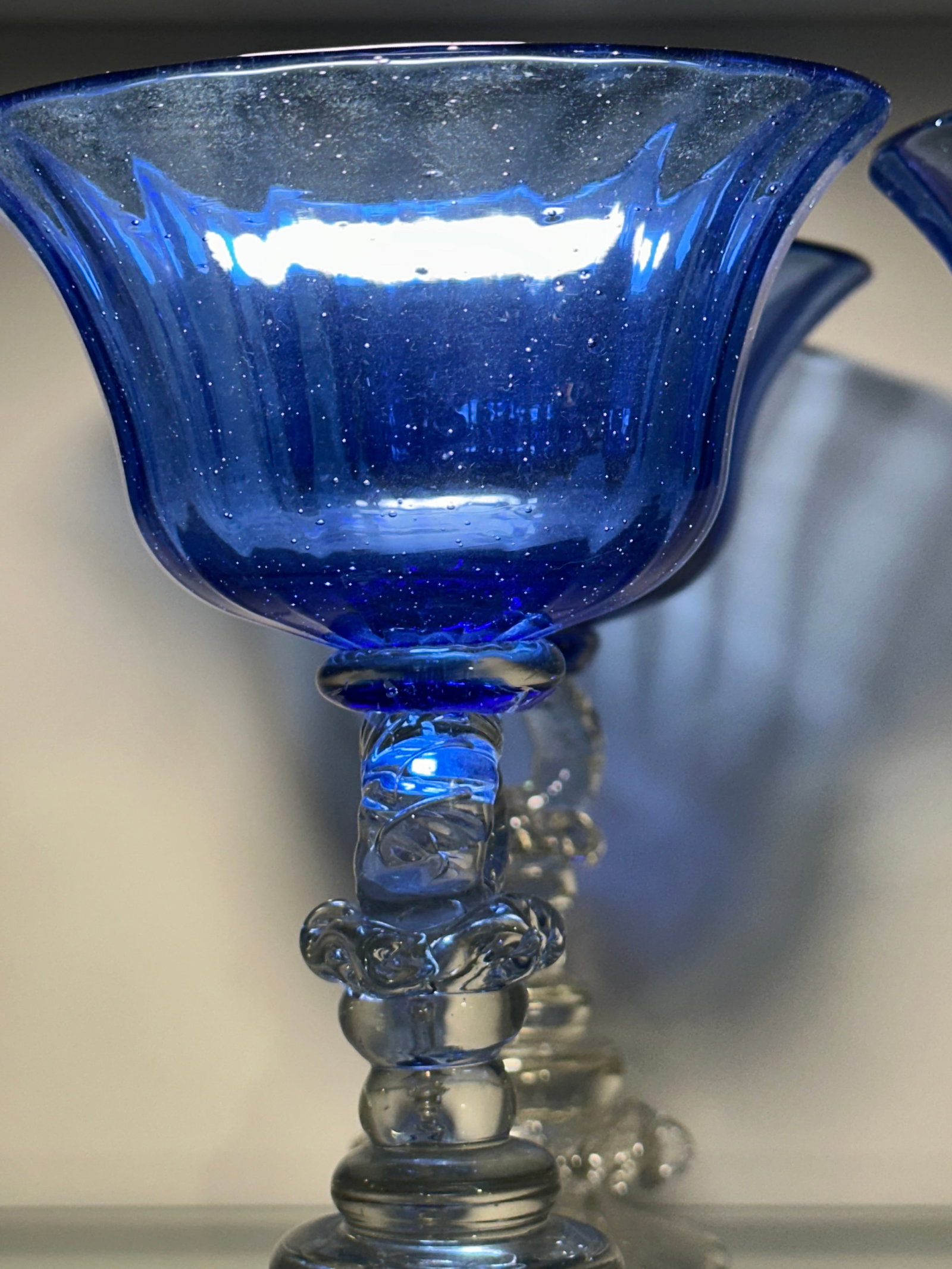 Vintage 1940s Hand Blown Cobalt Glasses - Set of 4 - 12