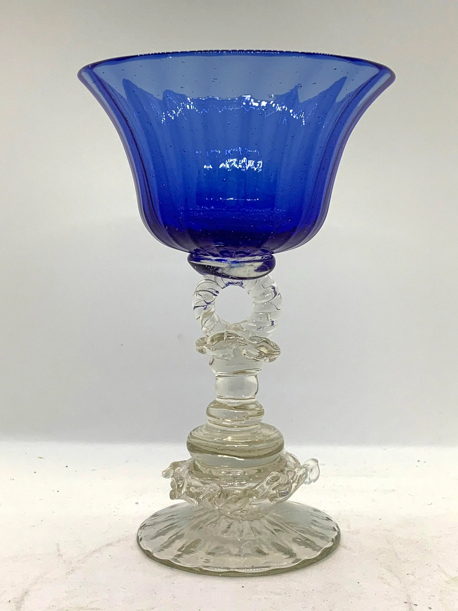 Vintage 1940s Hand Blown Cobalt Glasses - Set of 4 - 5